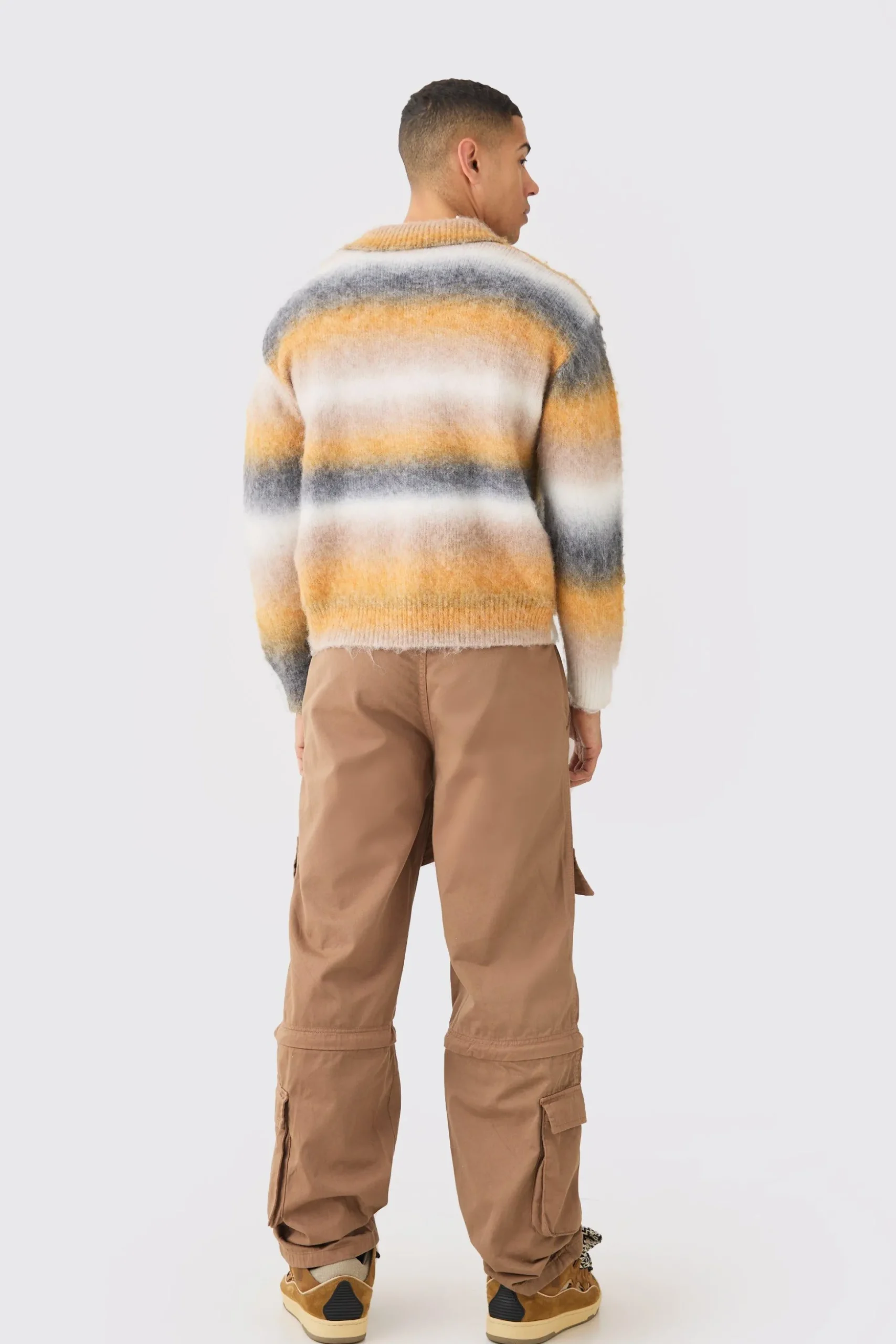 Fixed Waist Zip Off Baggy Trouser | BoohooMAN UK