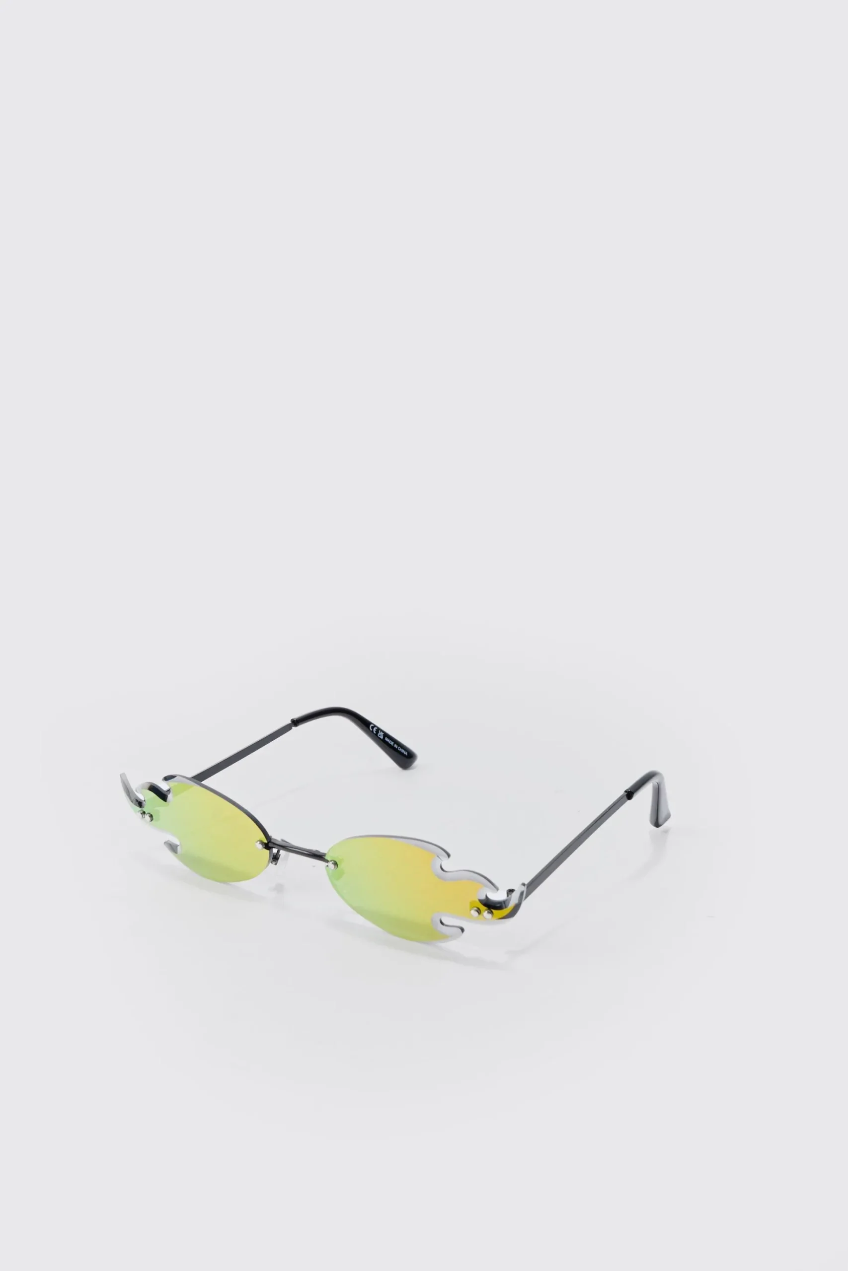 Flame Rimless Sunglasses In Orange | BoohooMAN UK