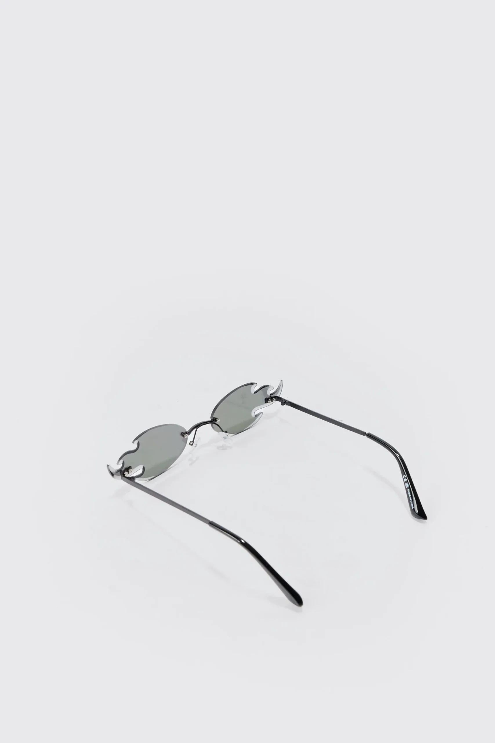 Flame Rimless Sunglasses In Orange | BoohooMAN UK