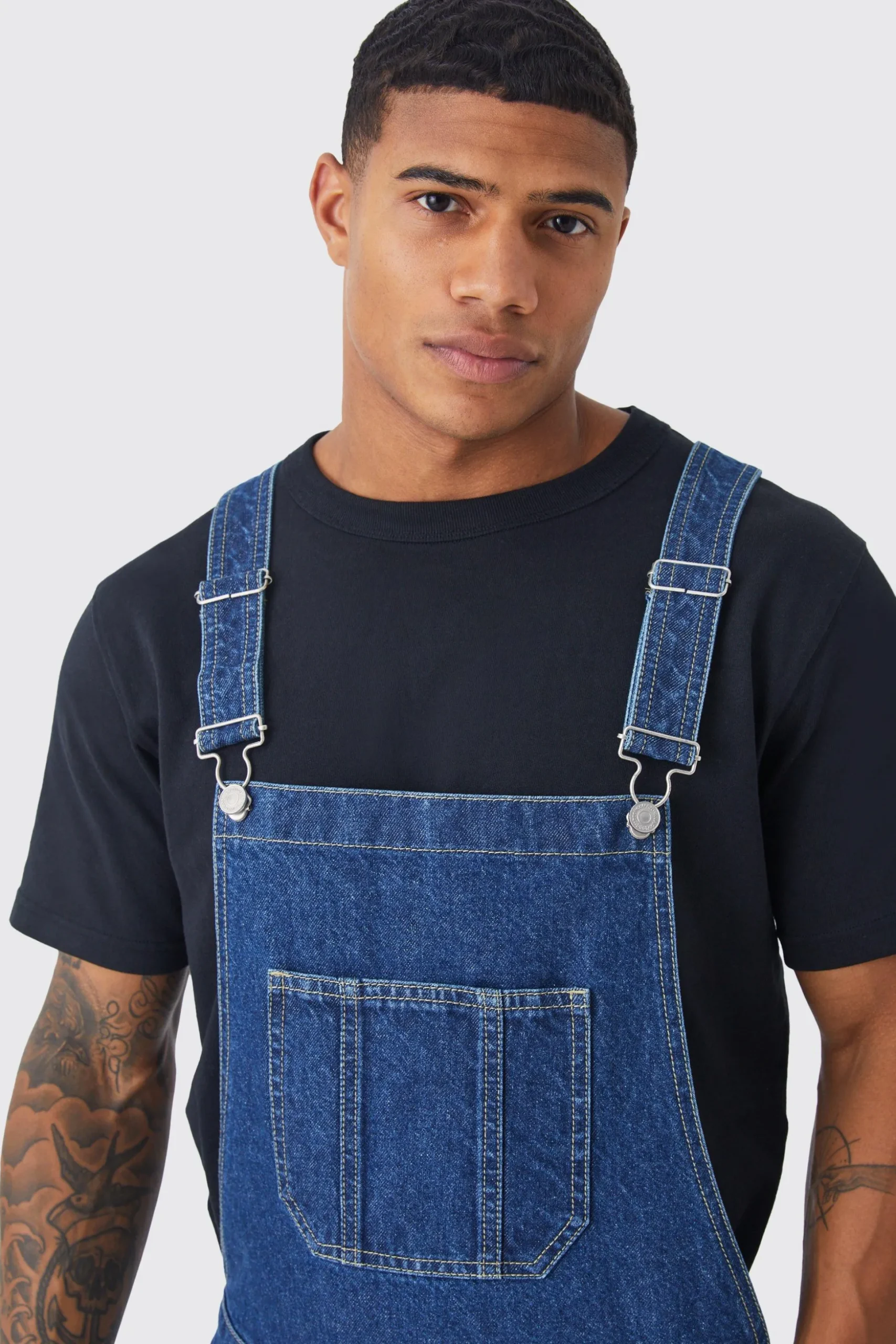 Full Length Denim Dungarees | BoohooMAN UK