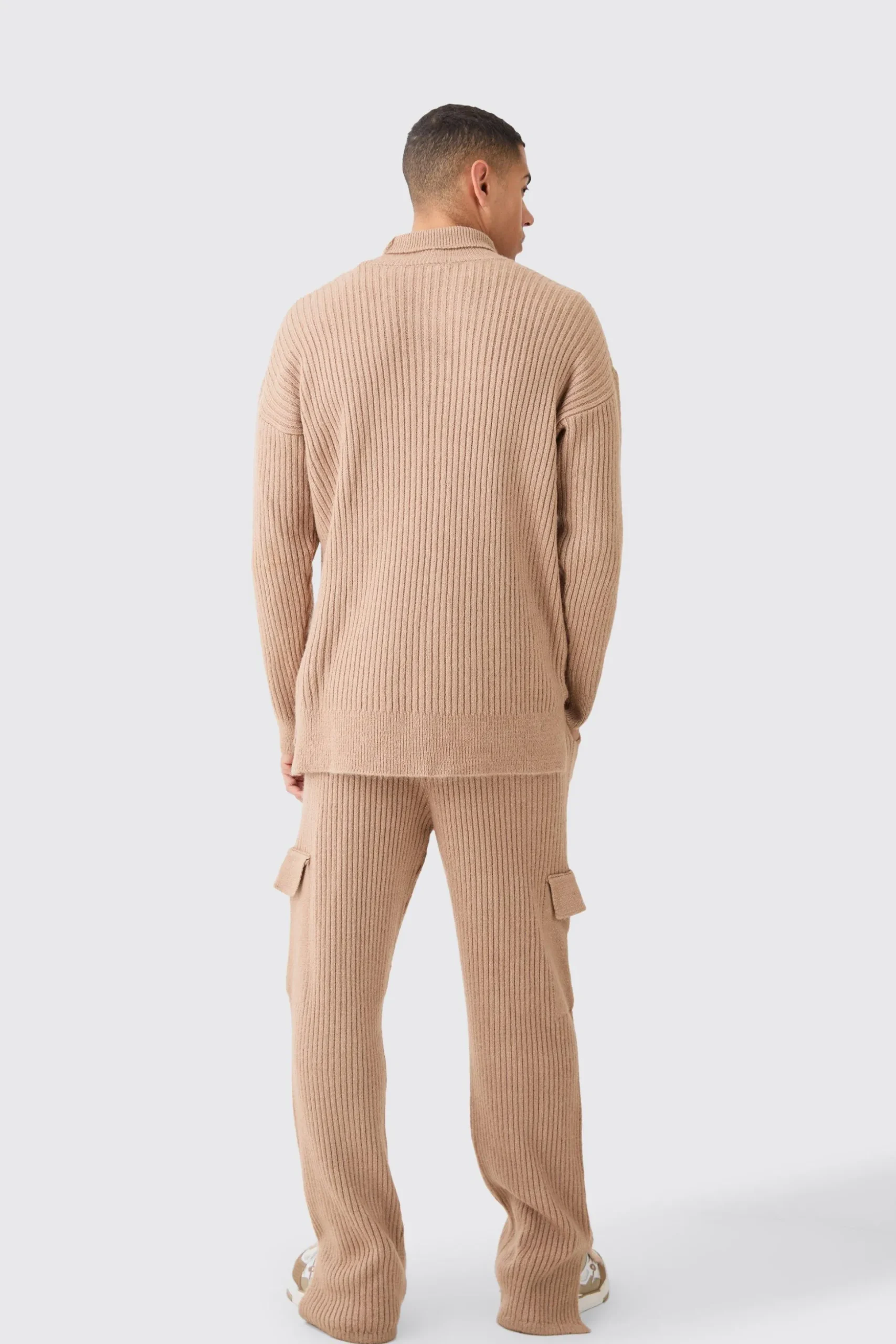 Funnel Neck Marl Ribbed Knit Jumper | BoohooMAN UK