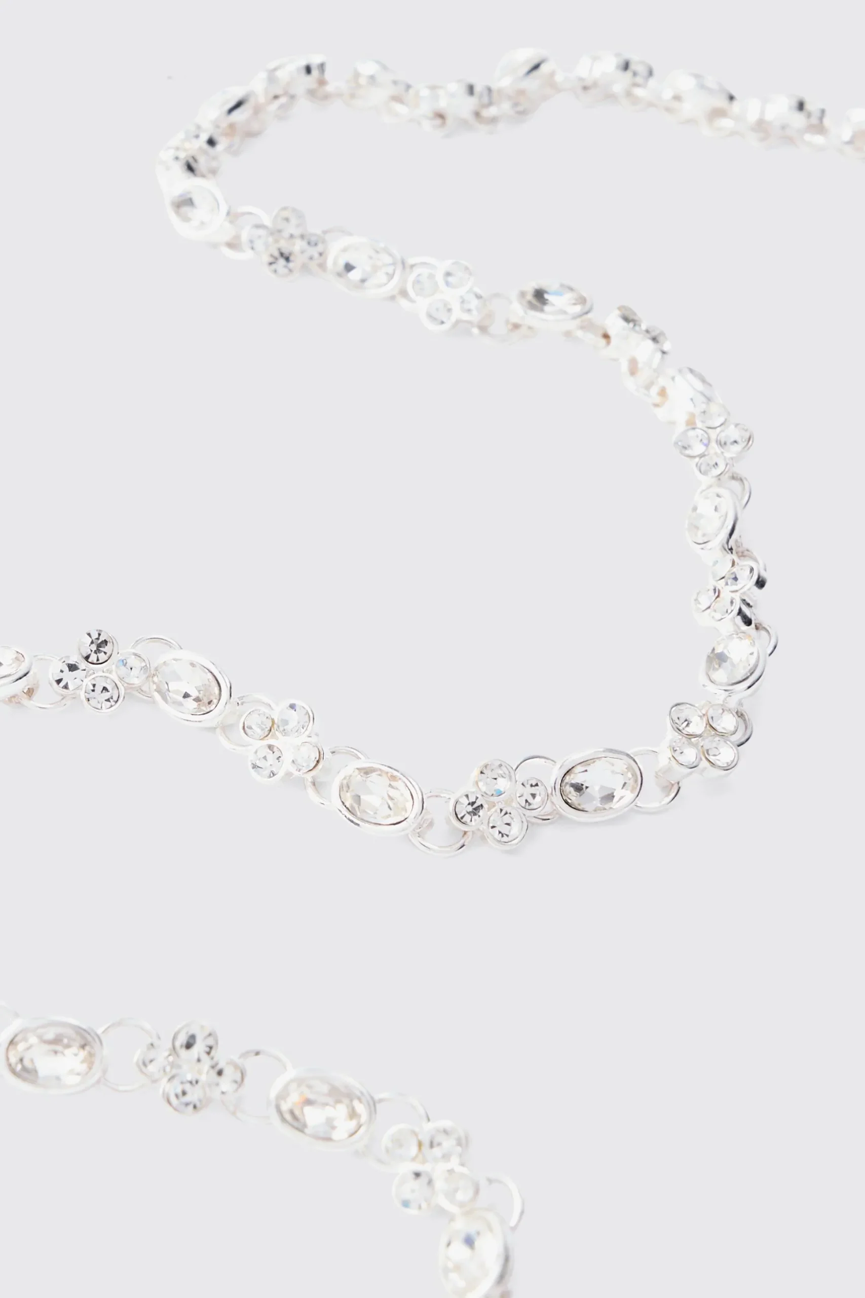 Gem Chain Necklace In Silver | BoohooMAN UK