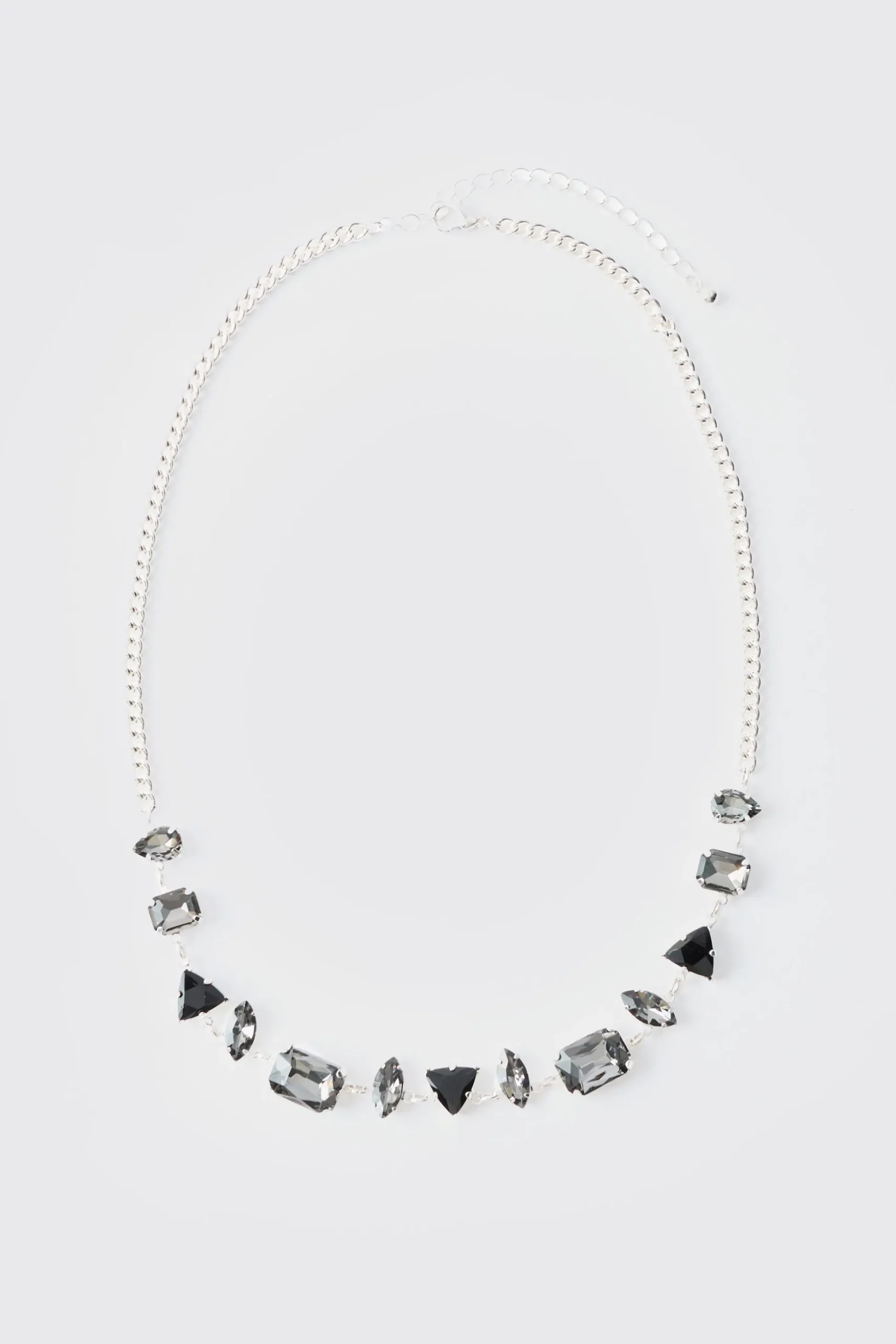 Gem Pendant Chain In Silver | BoohooMAN UK
