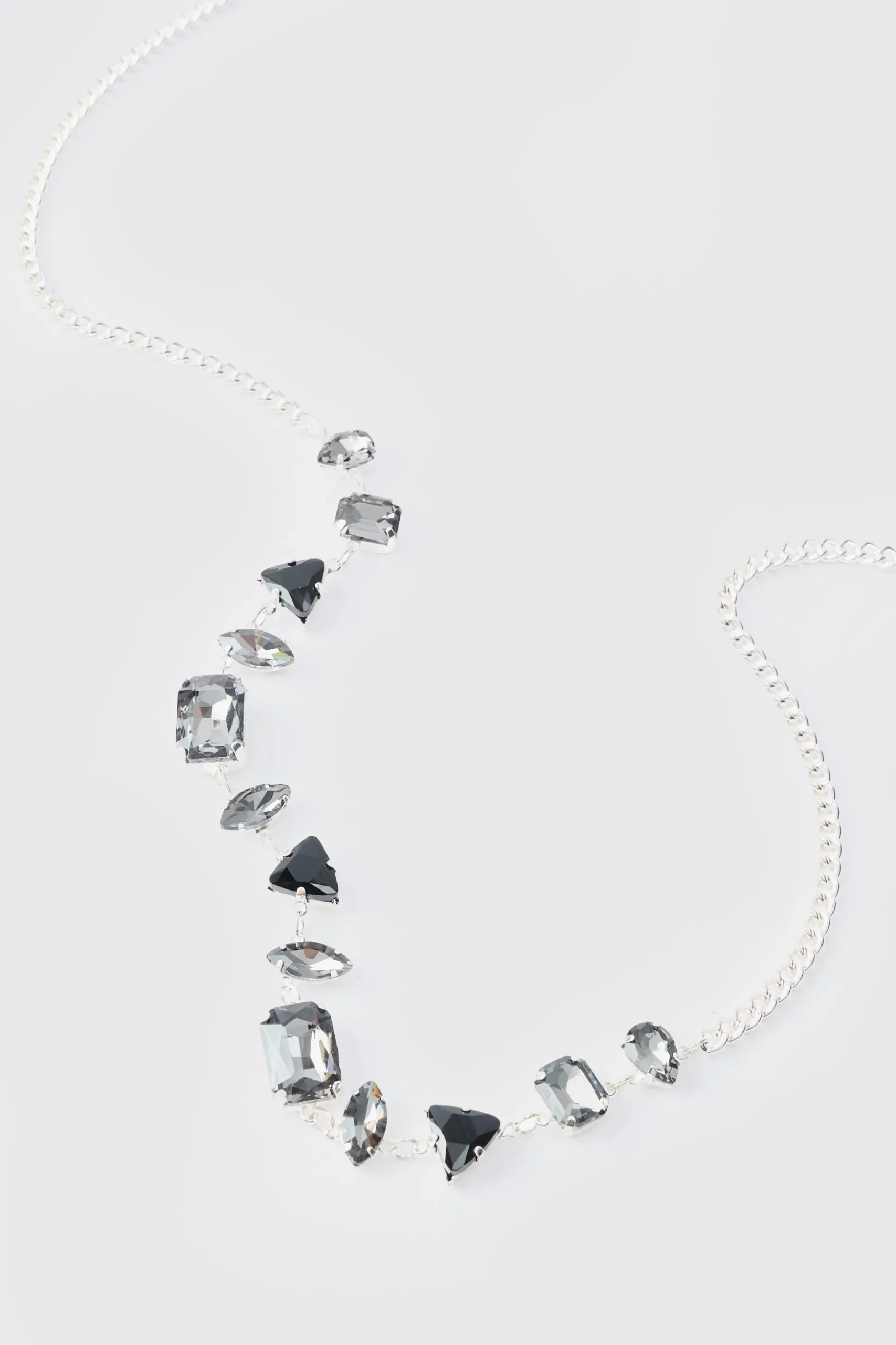Gem Pendant Chain In Silver | BoohooMAN UK