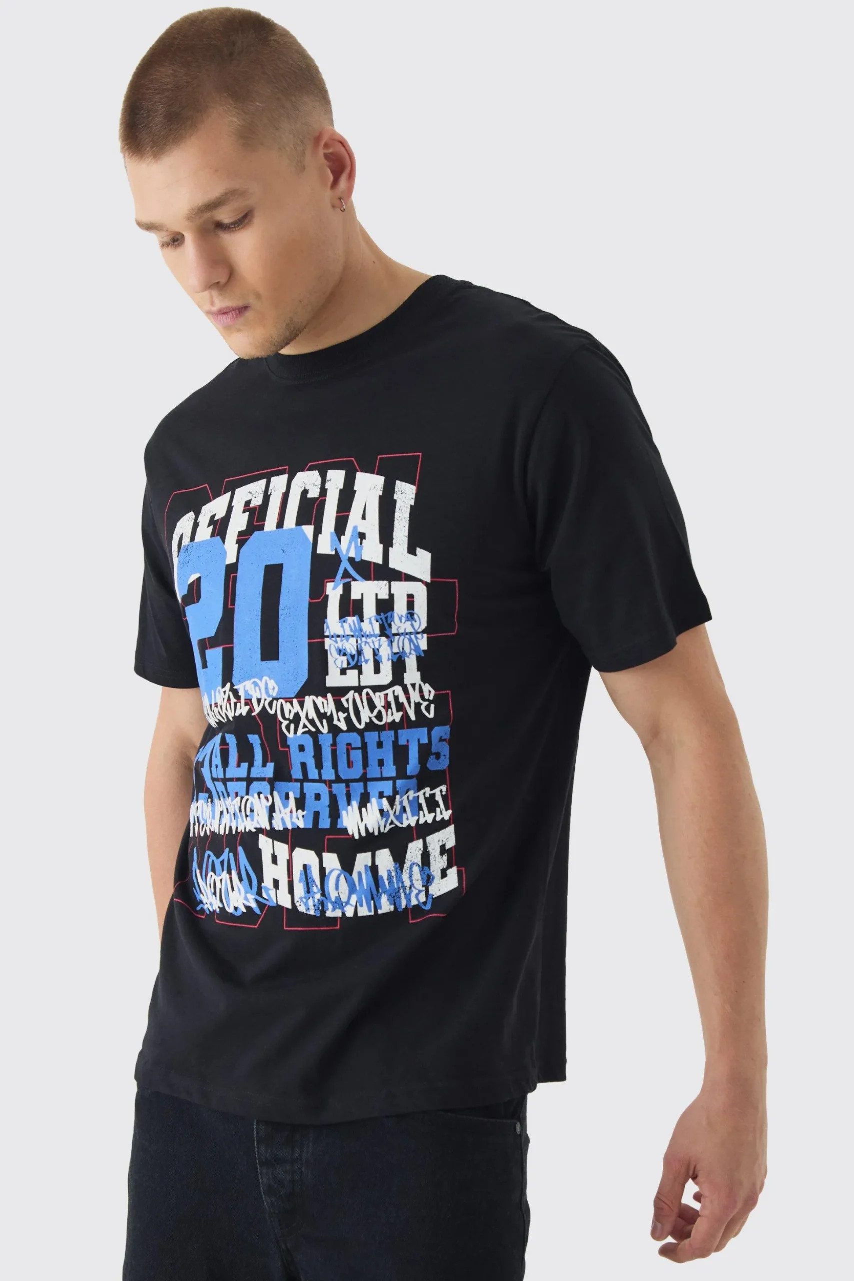Grunge Varsity Official Printed T-Shirt | BoohooMAN UK