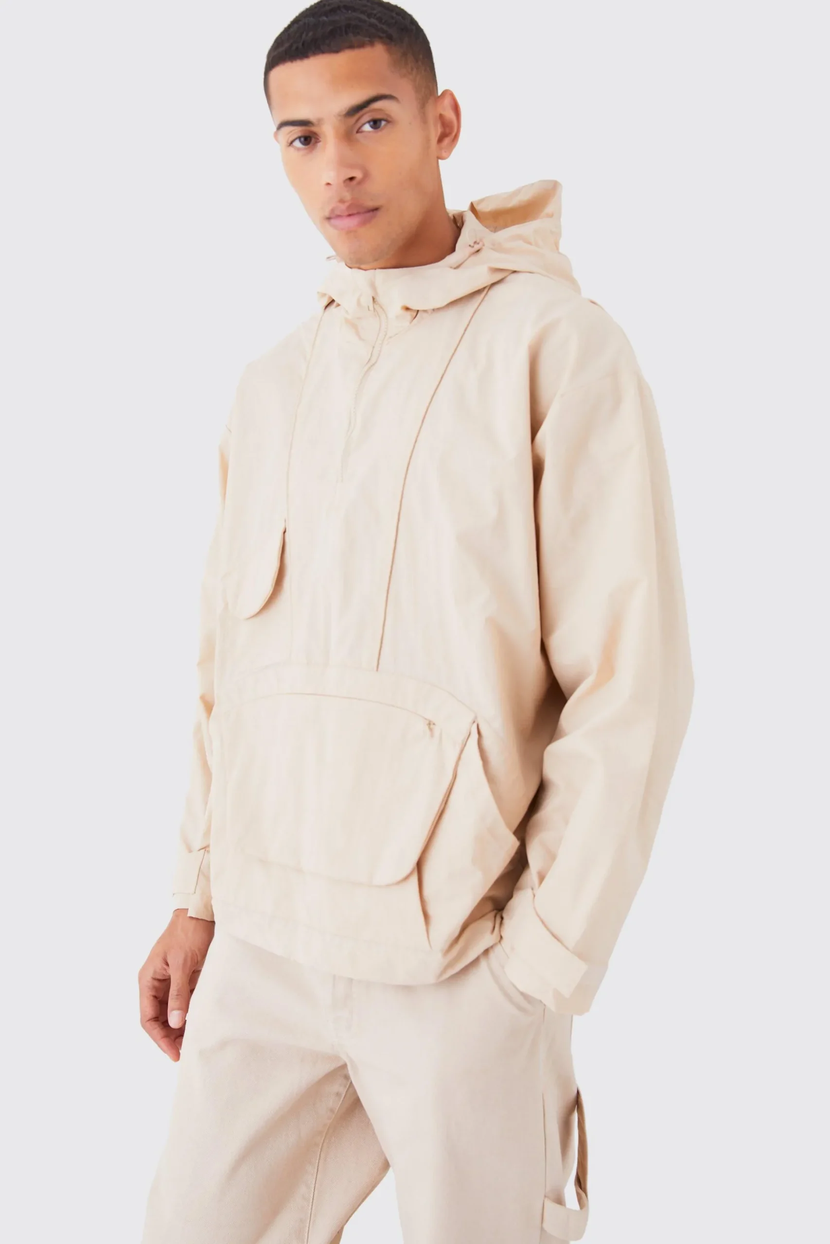 Half Zip Hooded Cagoule | BoohooMAN UK