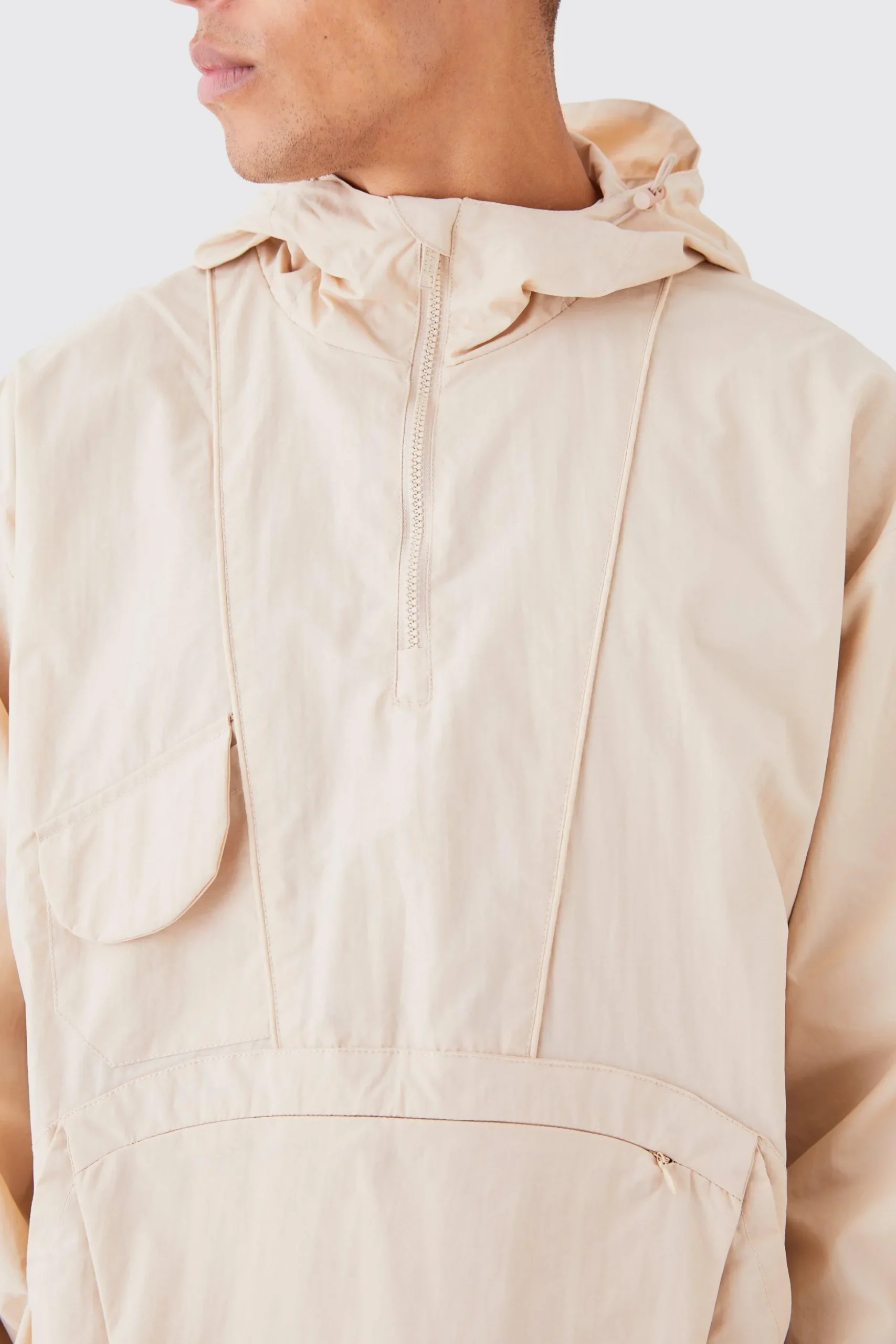 Half Zip Hooded Cagoule | BoohooMAN UK