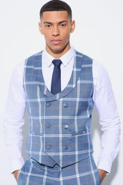 Herringbone Check Contrast Sleeve Panel Fitted Suit | BoohooMAN UK