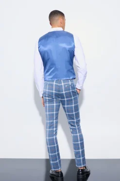 Herringbone Check Contrast Sleeve Panel Fitted Suit | BoohooMAN UK