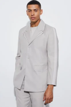 High Shine Trim Single Breasted Blazer | BoohooMAN UK