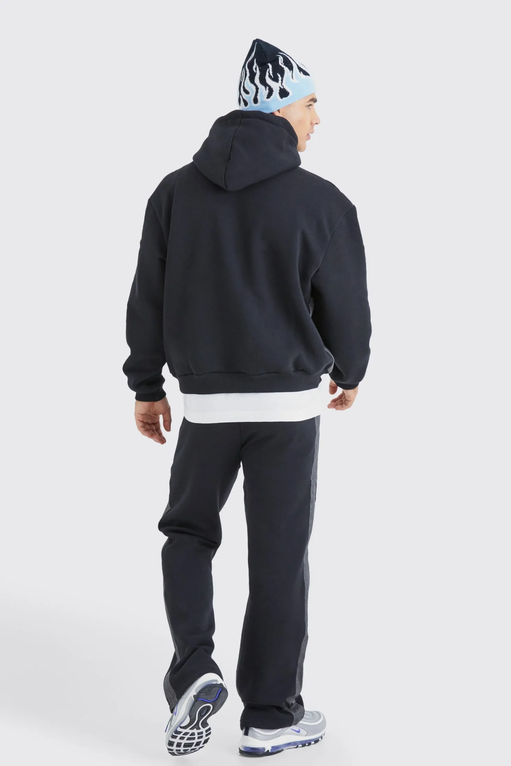 Homme Print Denim Gusset Tracksuit | BoohooMAN UK