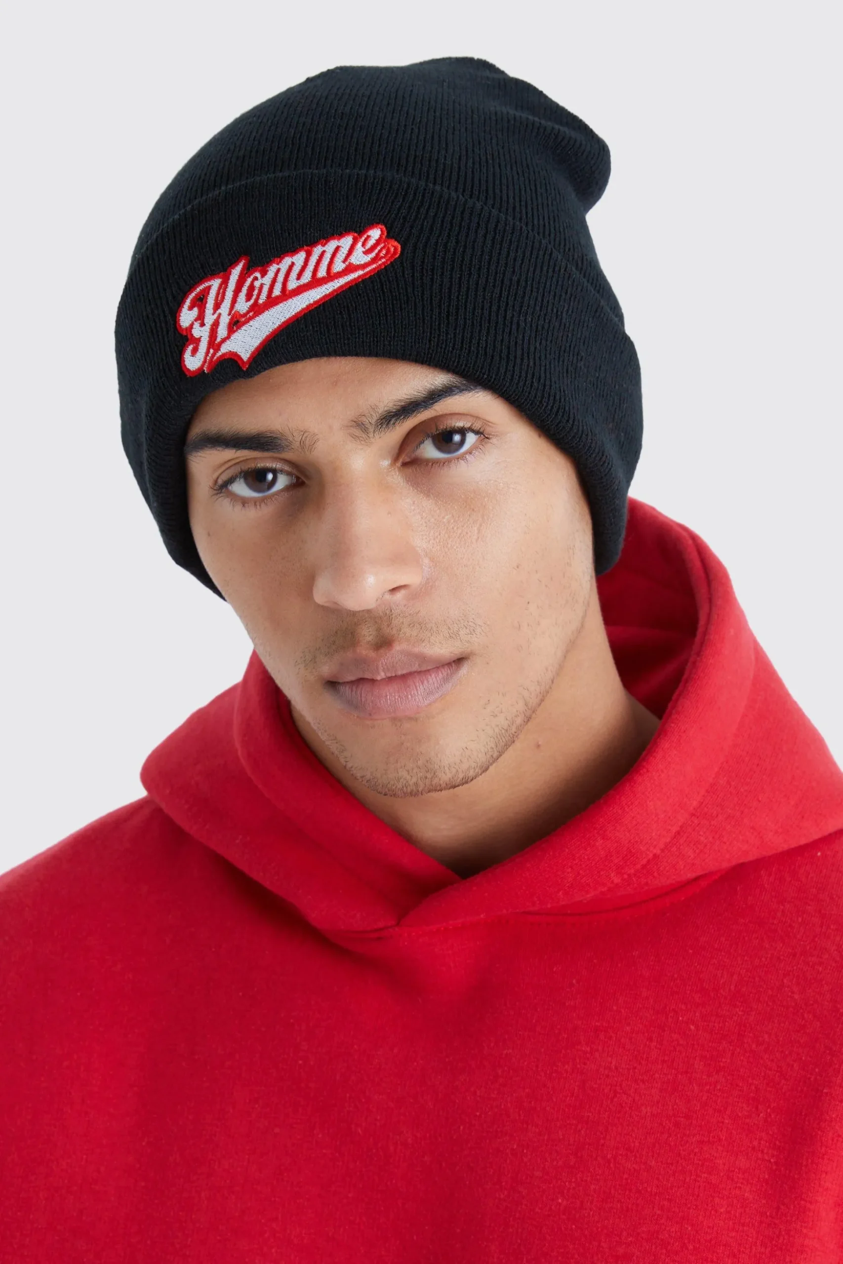 Homme Varsity Beanie | BoohooMAN UK