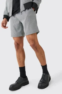 Houndstooth Checked Elasticated Waist Shorts | BoohooMAN UK