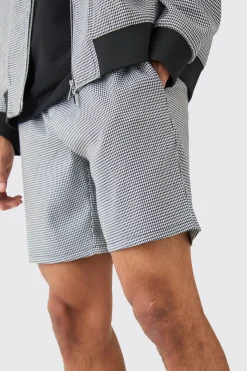Houndstooth Checked Regular Fit Bomber Smart Set | BoohooMAN UK