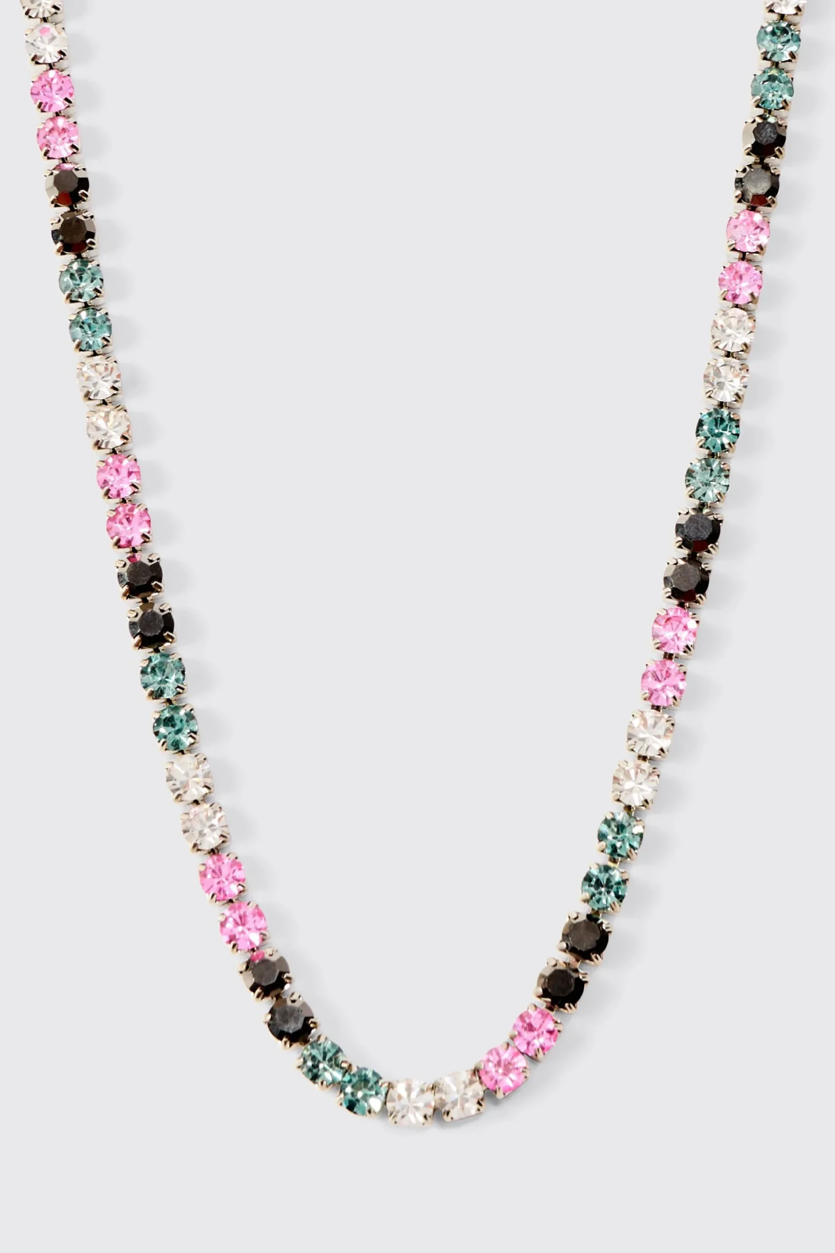 Iced Necklace In Blue | BoohooMAN UK
