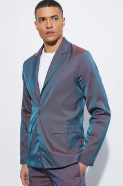 Iridescent Slim Fit Single Breasted Blazer | BoohooMAN UK