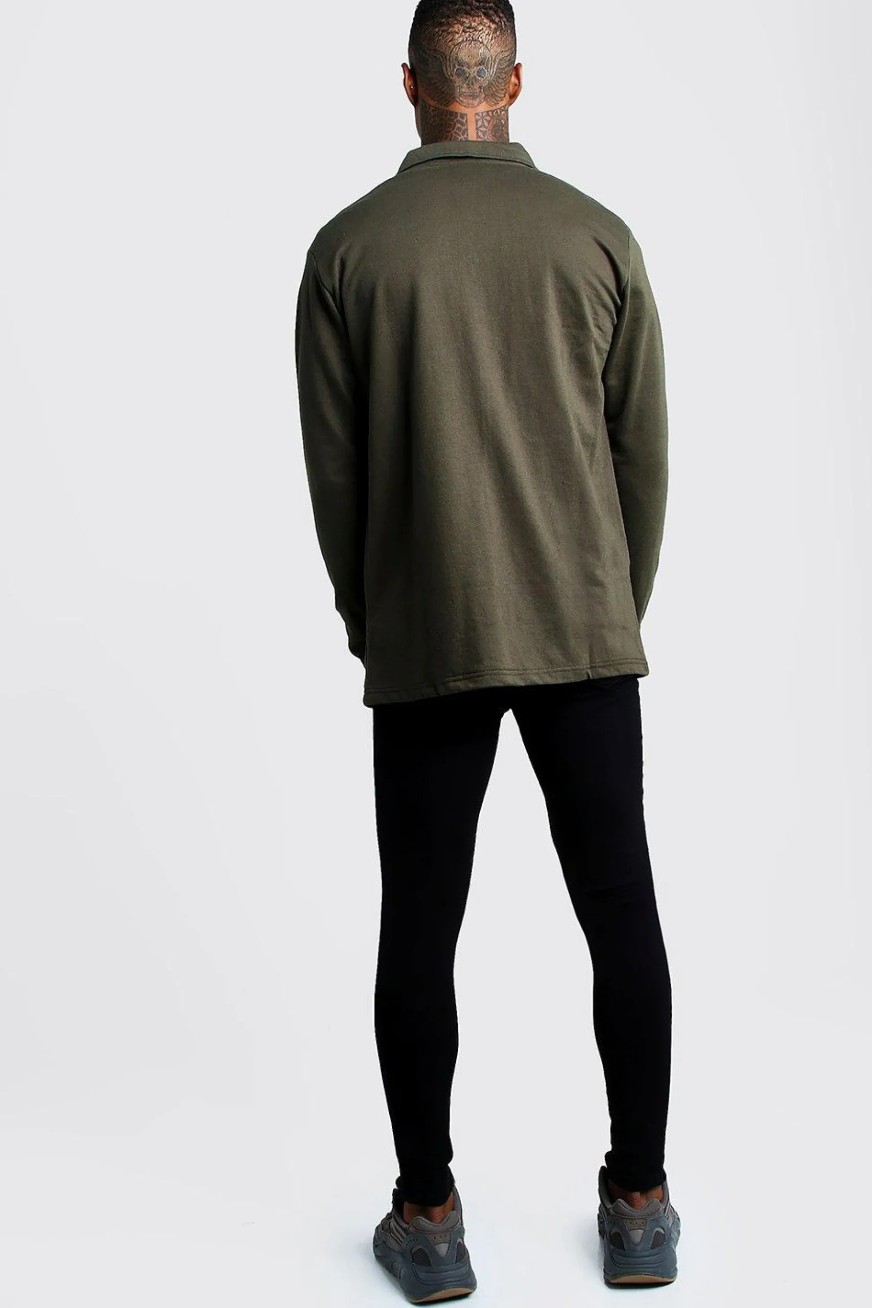 Jersey Utility Button Through Overshirt | BoohooMAN UK