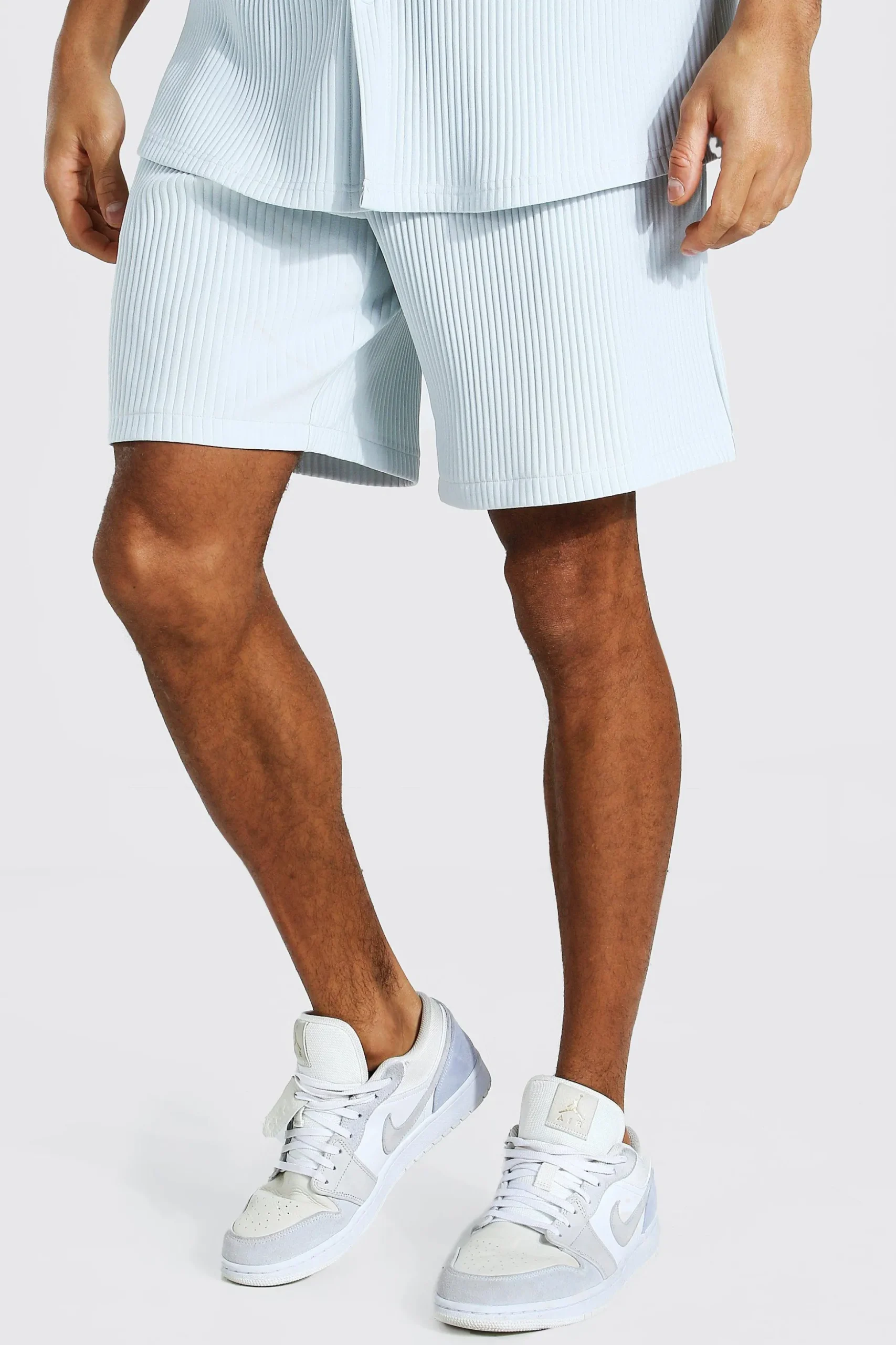 Light Blue Pleated Set | BoohooMAN UK
