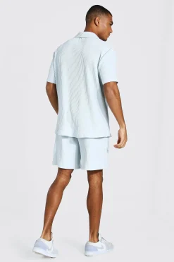 Light Blue Pleated Set | BoohooMAN UK