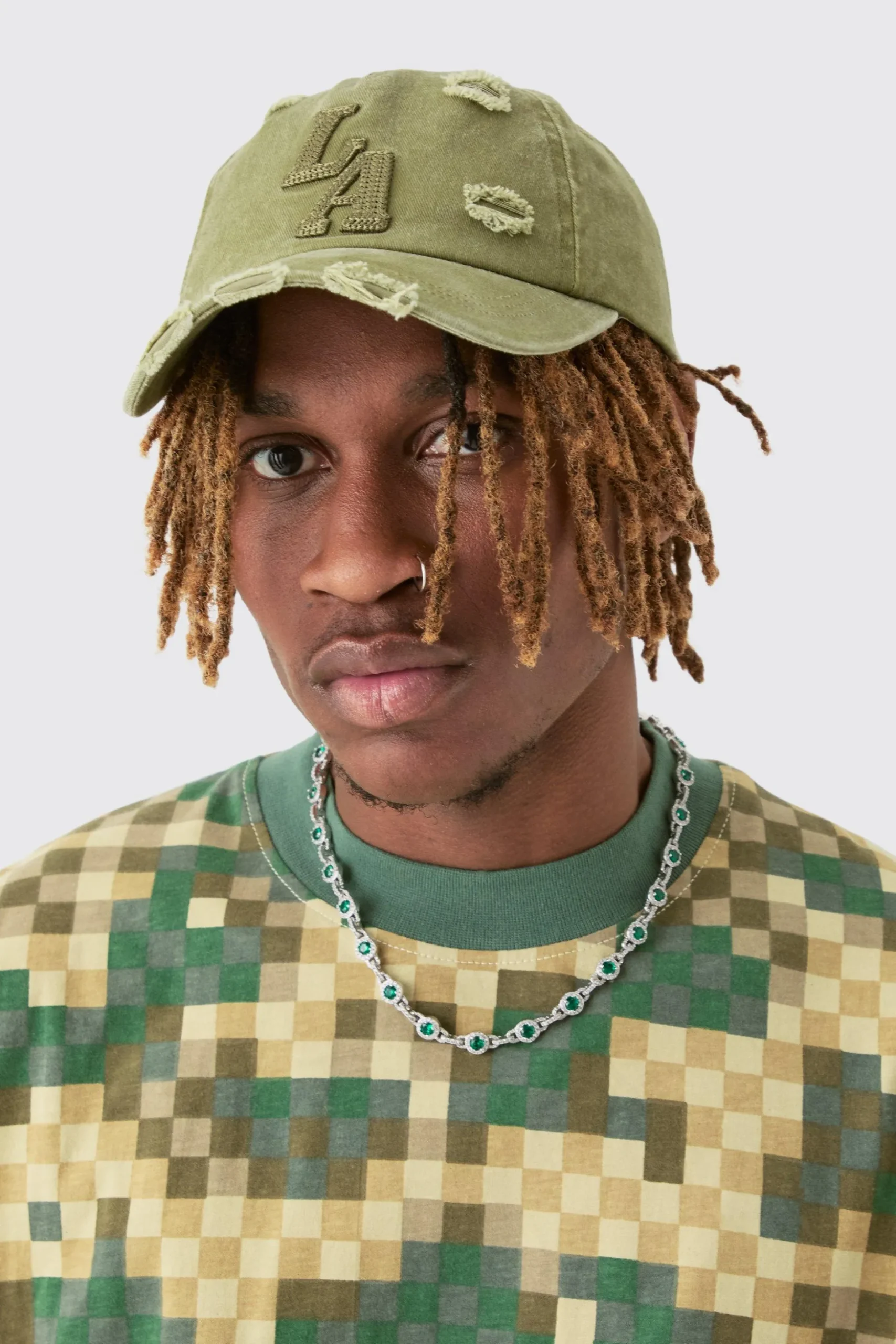 Limited Edition Crochet Embroidered Cap In Khaki | BoohooMAN UK