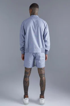 Linen Bomber & Short Set | BoohooMAN UK