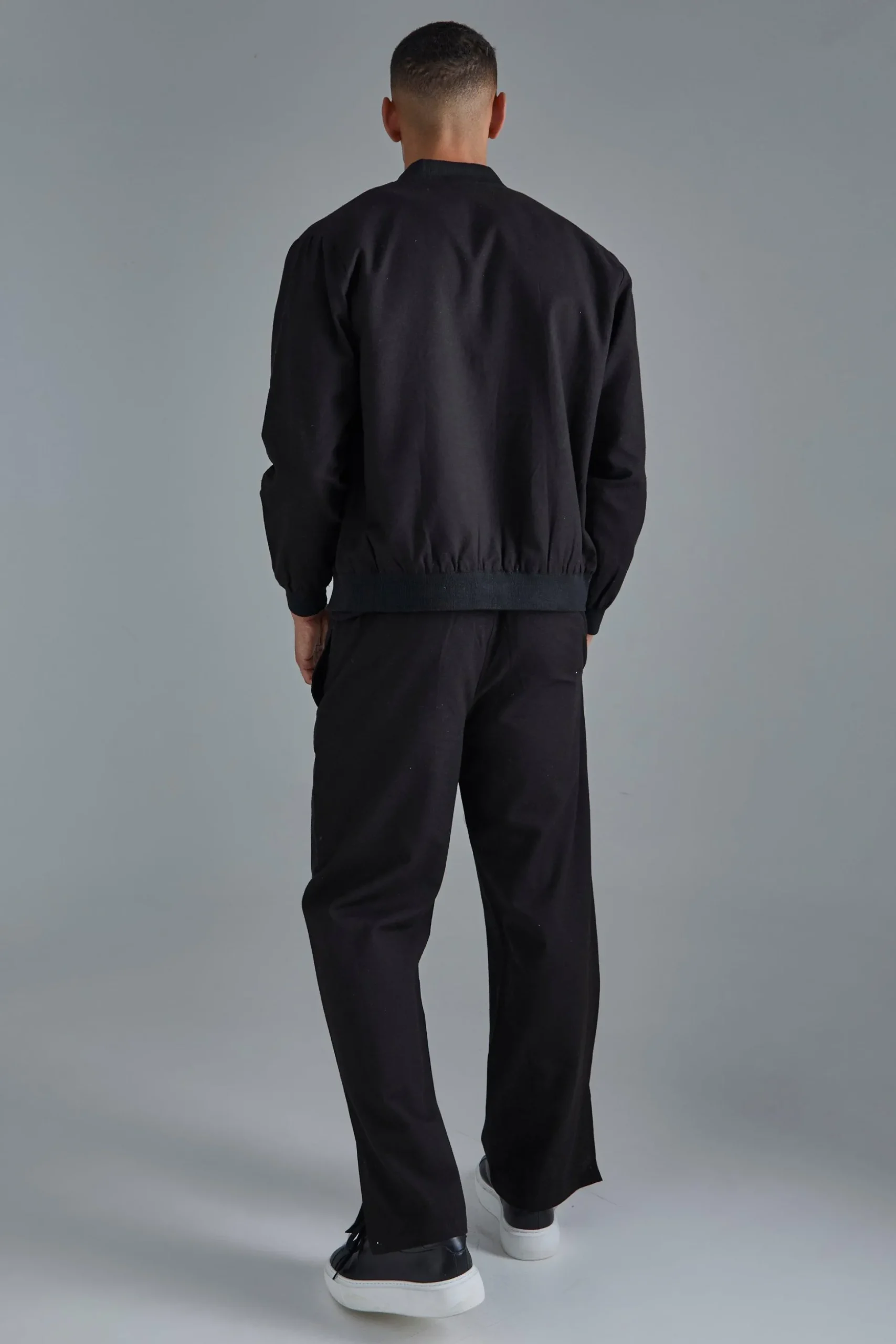 Linen Mix Smart Oversized Cargo Bomber Jacket | BoohooMAN UK