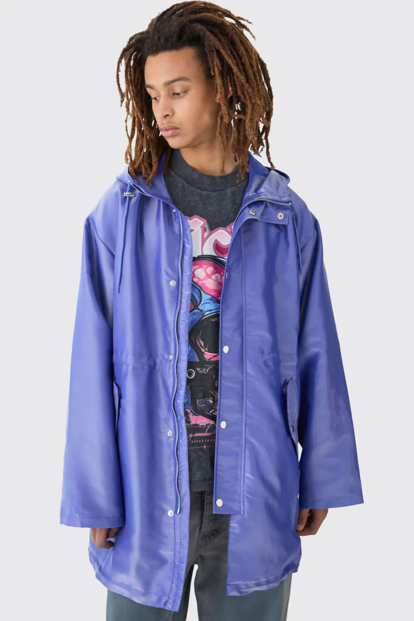 Liquid Metallic Parka | BoohooMAN UK