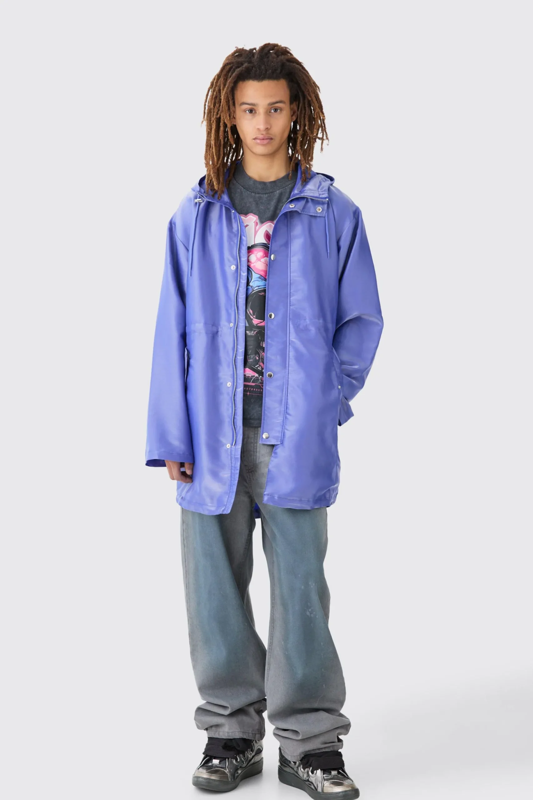 Liquid Metallic Parka | BoohooMAN UK