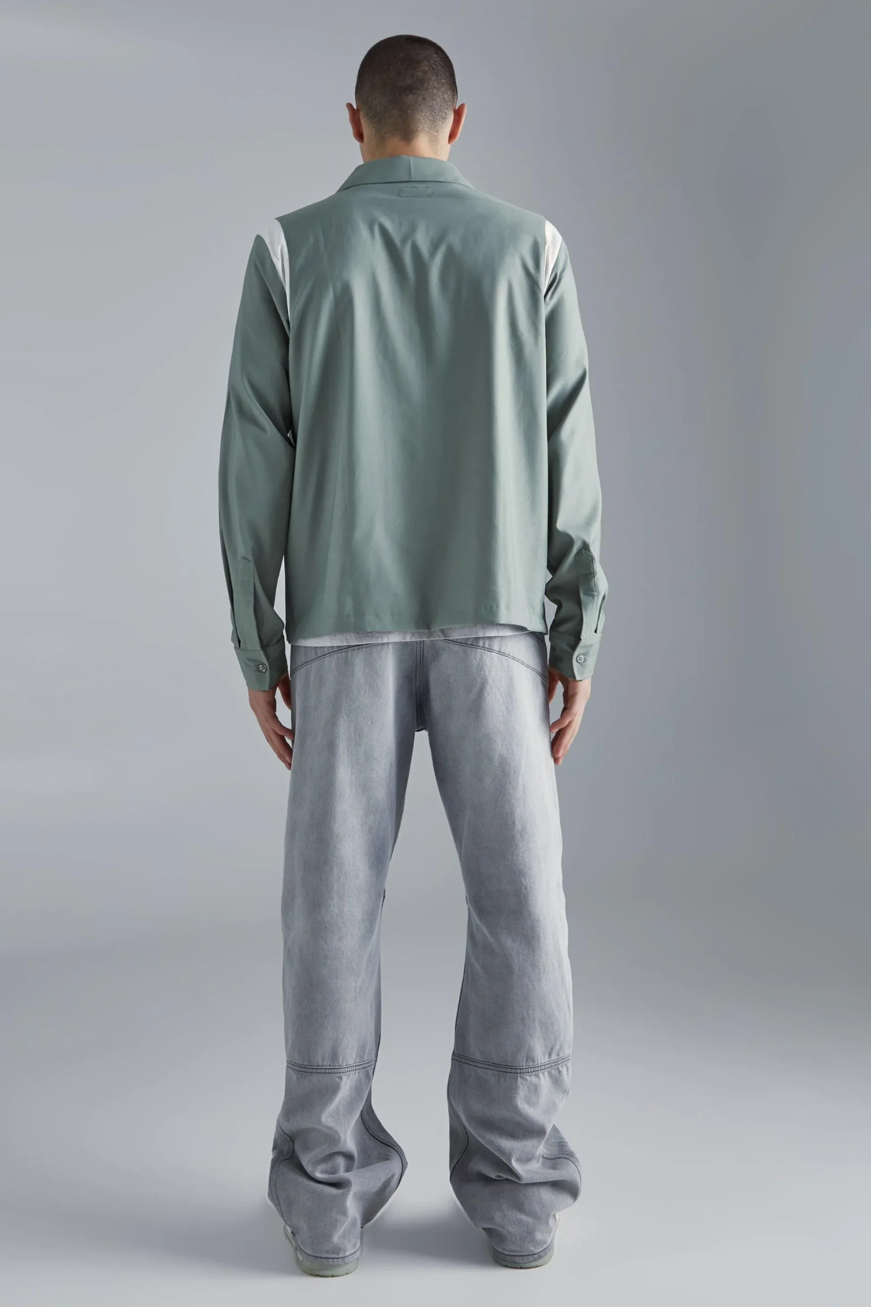 Long Sleeve Varsity Panel Shirt | BoohooMAN UK