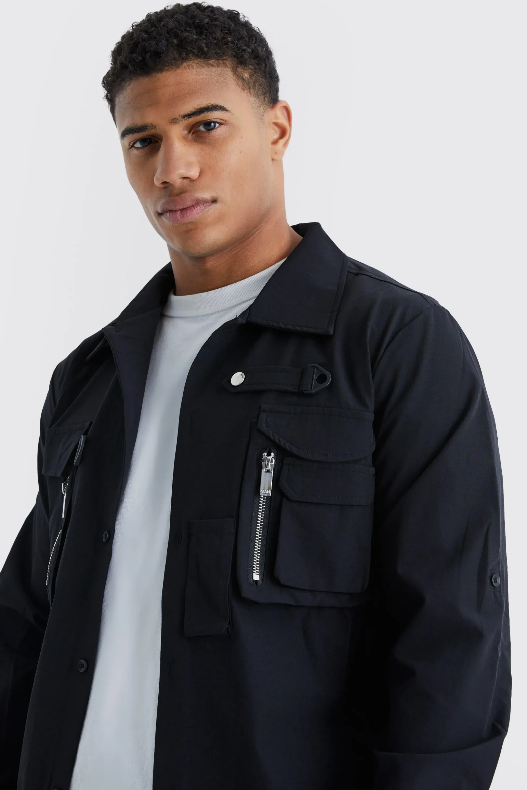 Longsleeve Technical 3d Pocket Utility Shirt | BoohooMAN UK