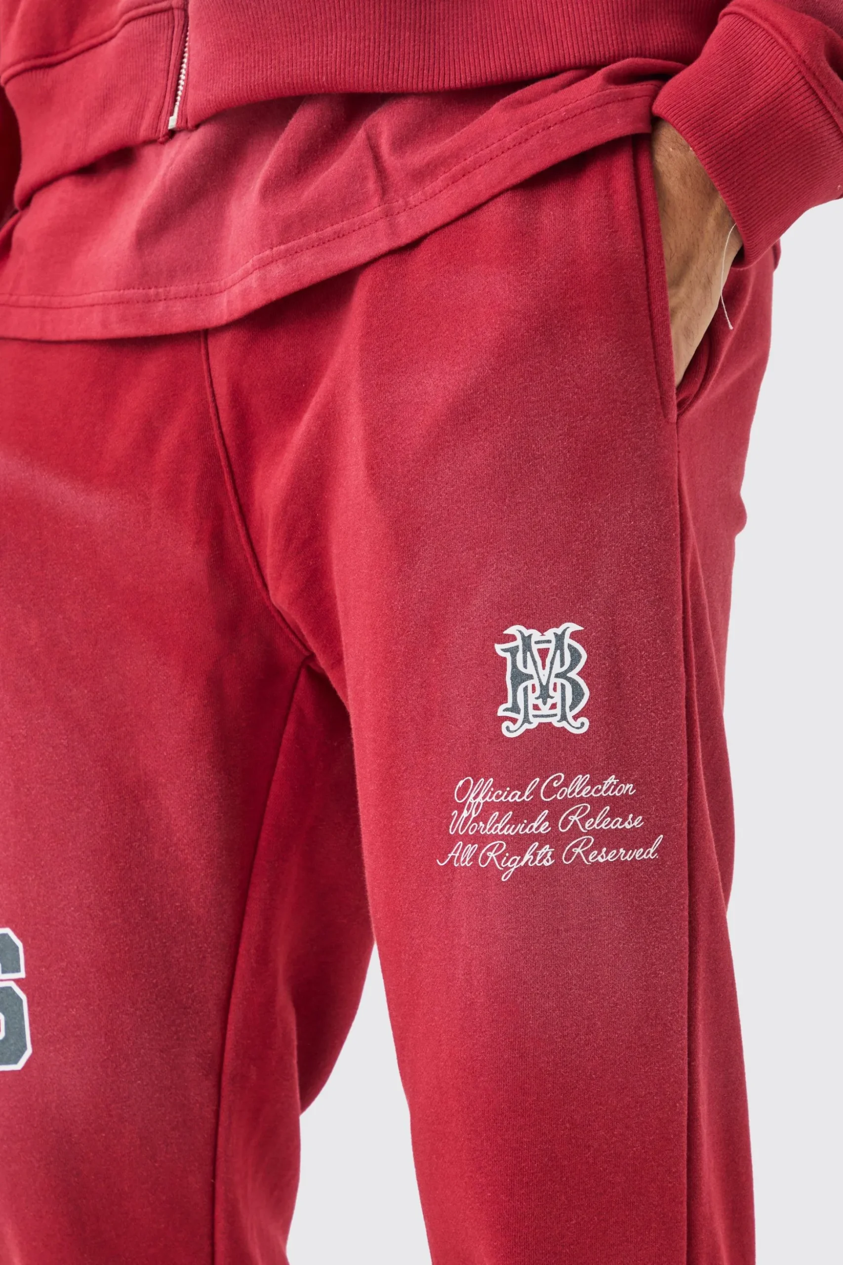 Loopback Side Split Wash Jogger | BoohooMAN UK
