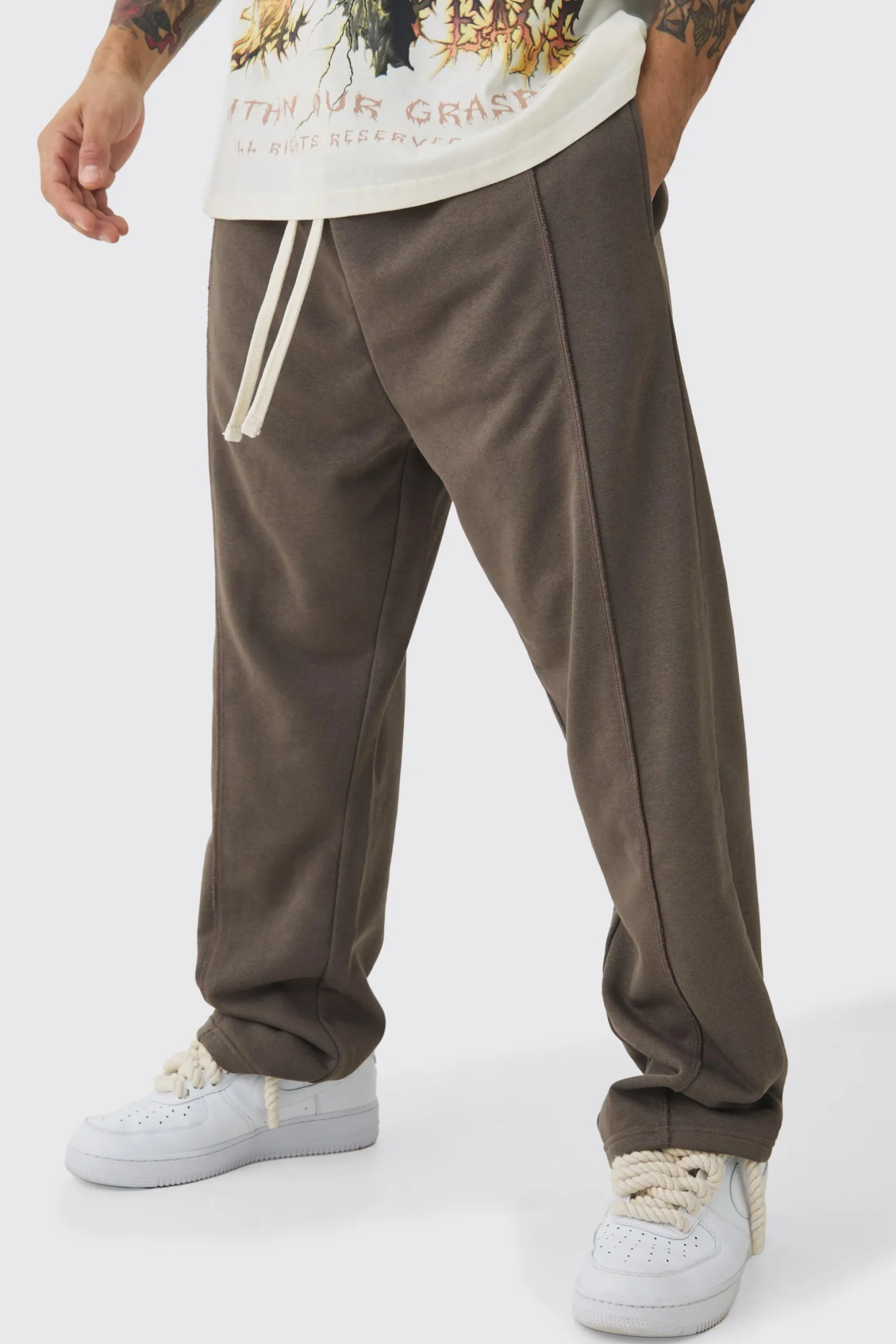 Loose Fit Drop Crotch Loopback Jogger | BoohooMAN UK