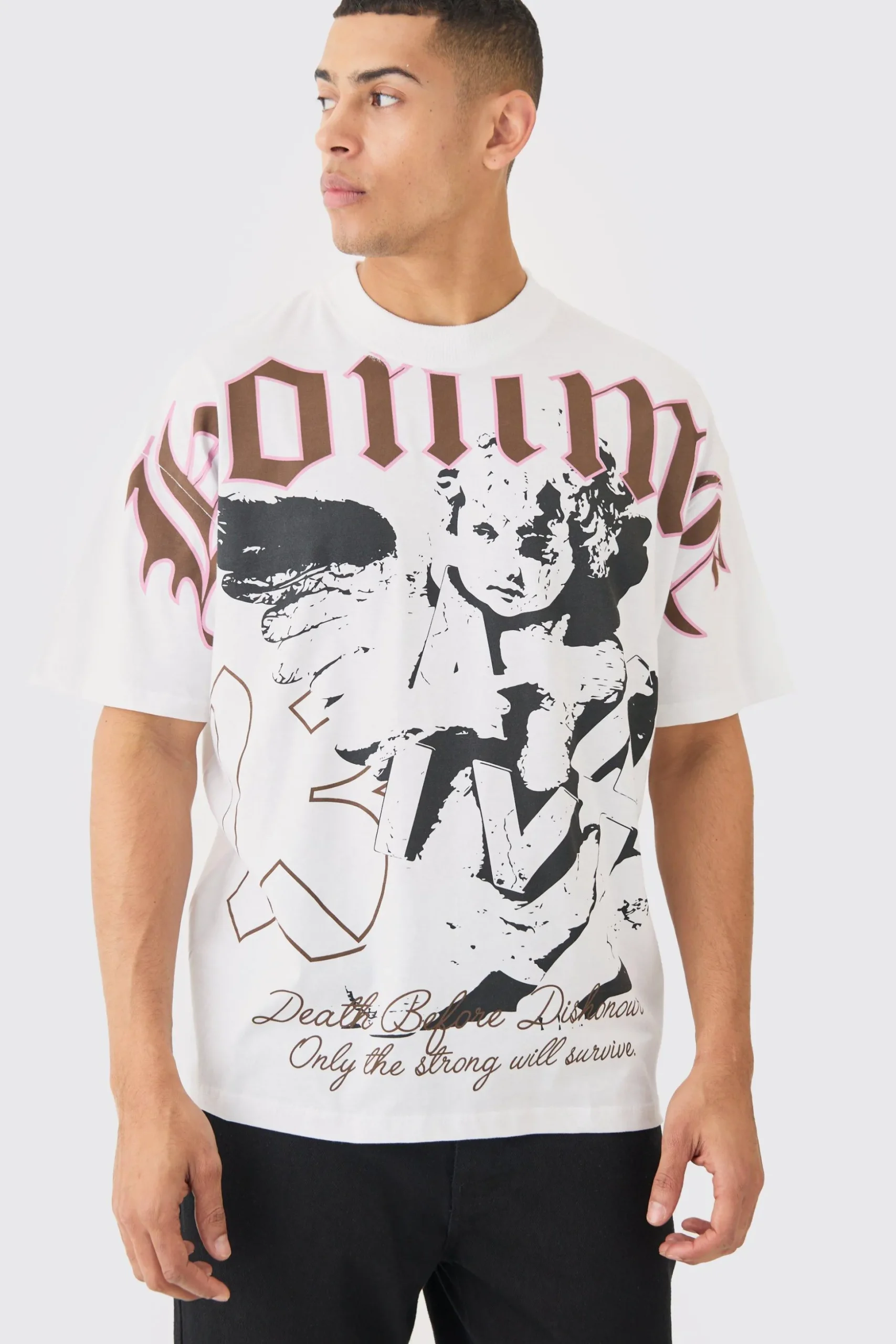 Loose Fit Extended Neck Homme Large Scale Graphic T-shirt | BoohooMAN UK