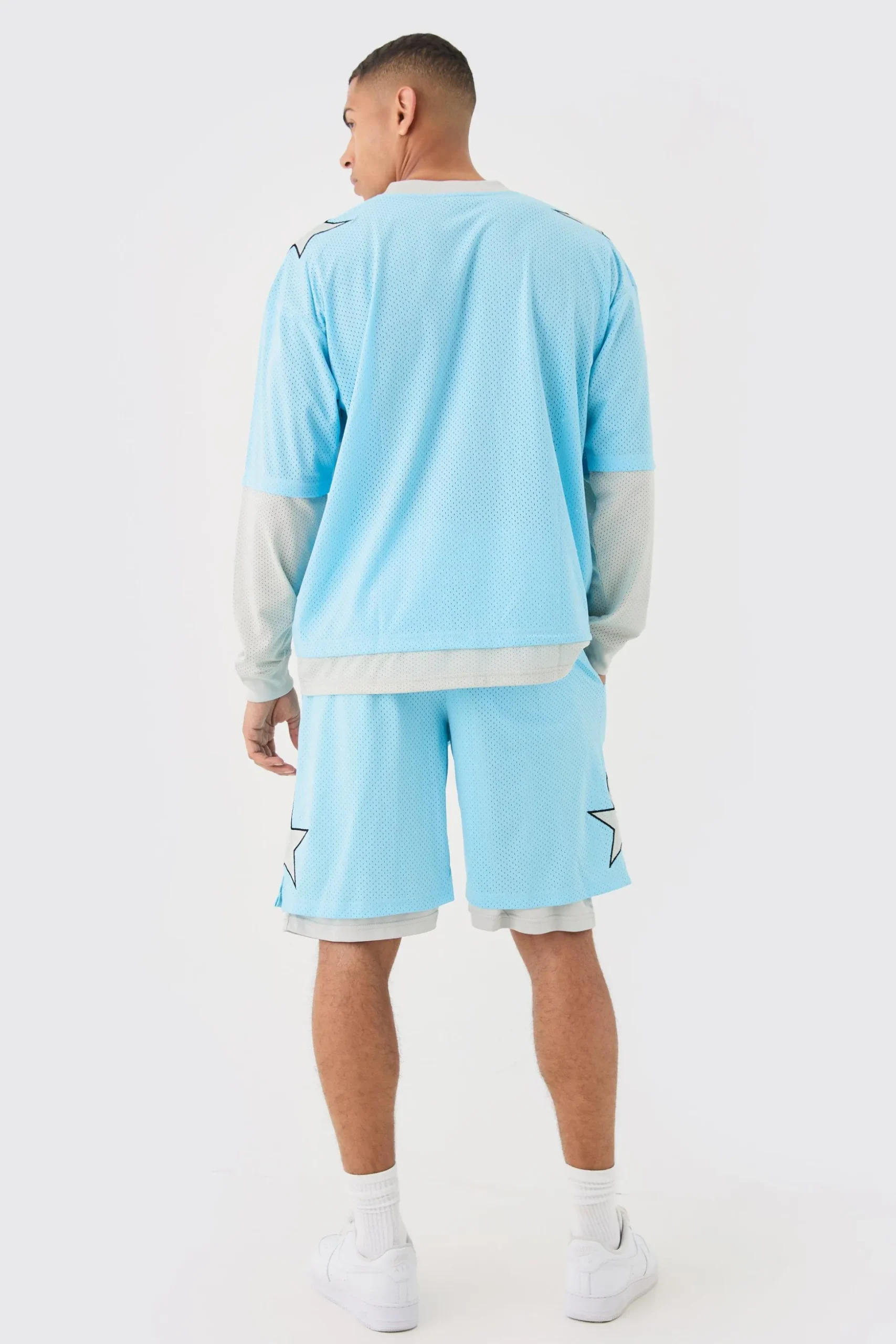 Loose Fit Layered Basketball Mesh Short | BoohooMAN UK