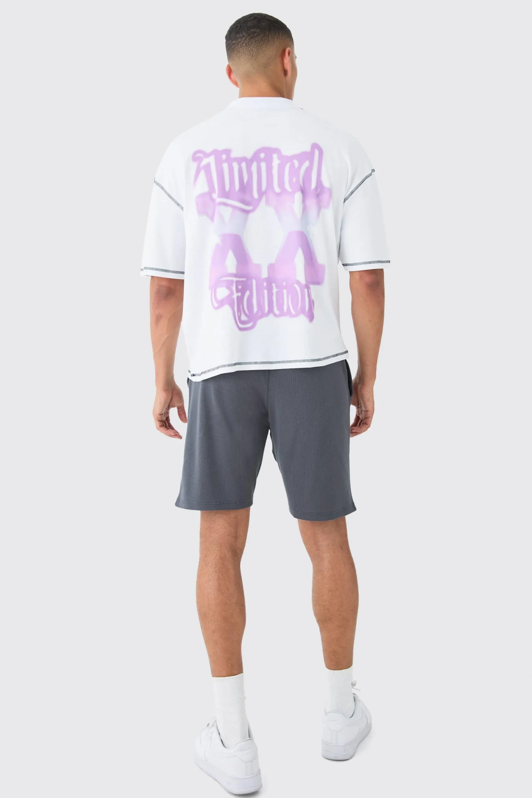 Loose Fit Mid Length Heavyweight Ribbed Shorts | BoohooMAN UK