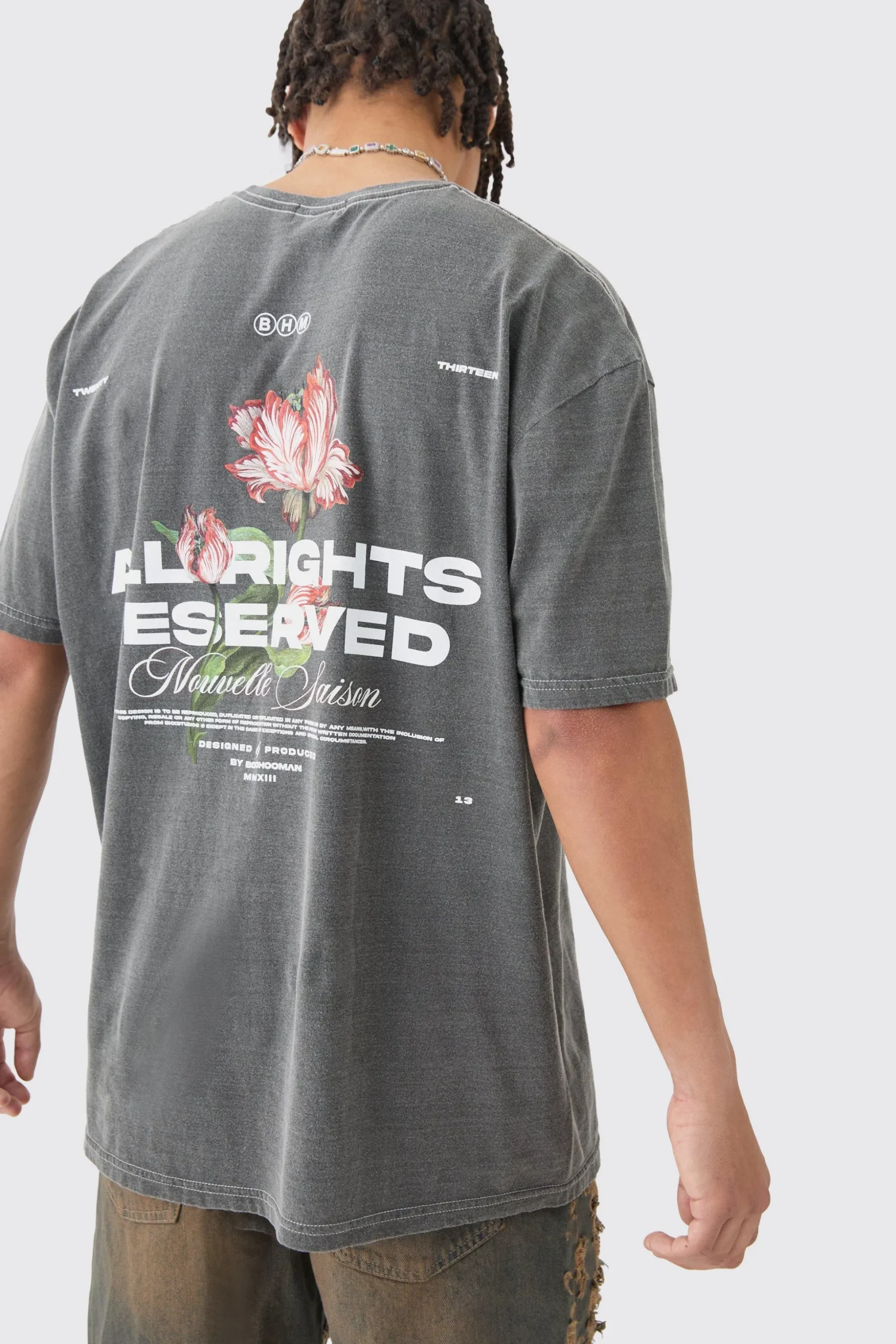 Loose Floral Wash Back Print T-shirt | BoohooMAN UK