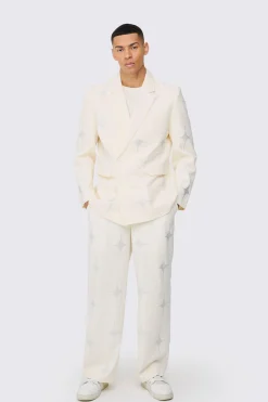 Luxe Rhinestone Embellished Relaxed Fit Blazer | BoohooMAN UK