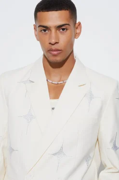 Luxe Rhinestone Embellished Relaxed Fit Blazer | BoohooMAN UK