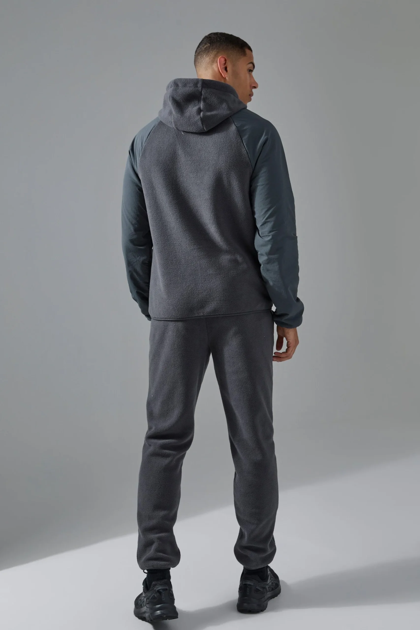 Man Active Fleece High Neck Hoodie | BoohooMAN UK