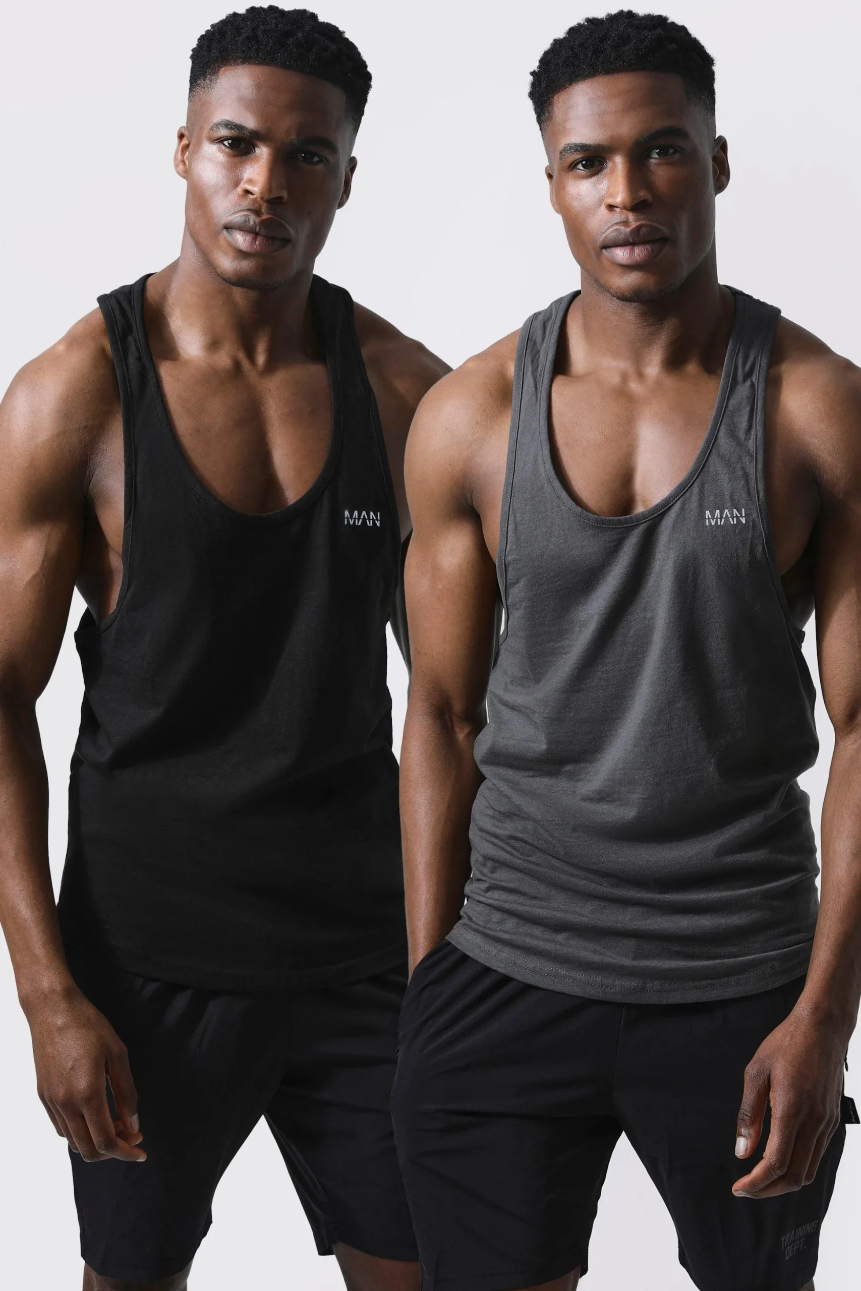 Man Active Gym 2 Pack Gym Regular Fit Racer Vests | BoohooMAN UK