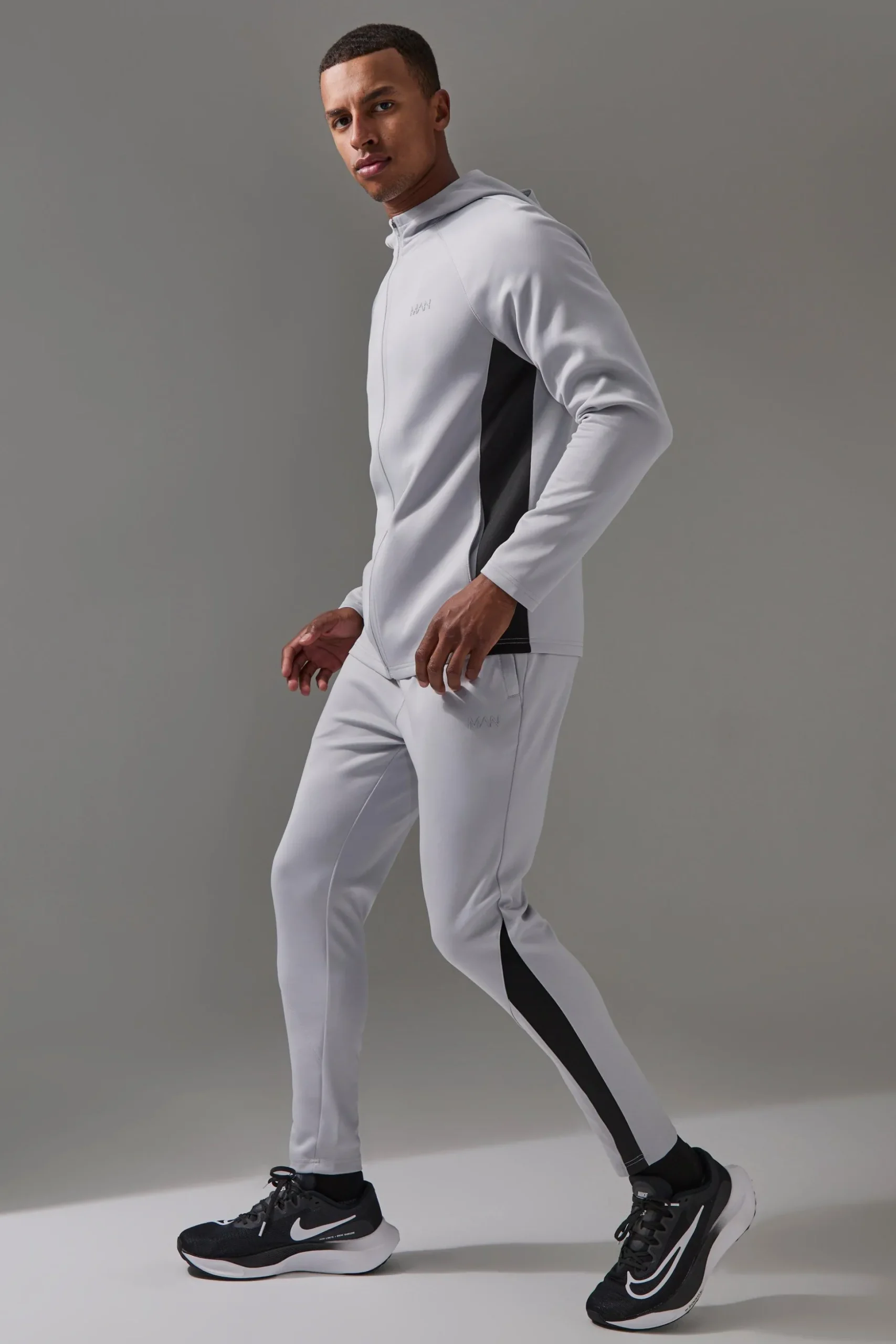 Man Active Pro Zip Thru Hooded Track Top Tracksuit | BoohooMAN UK