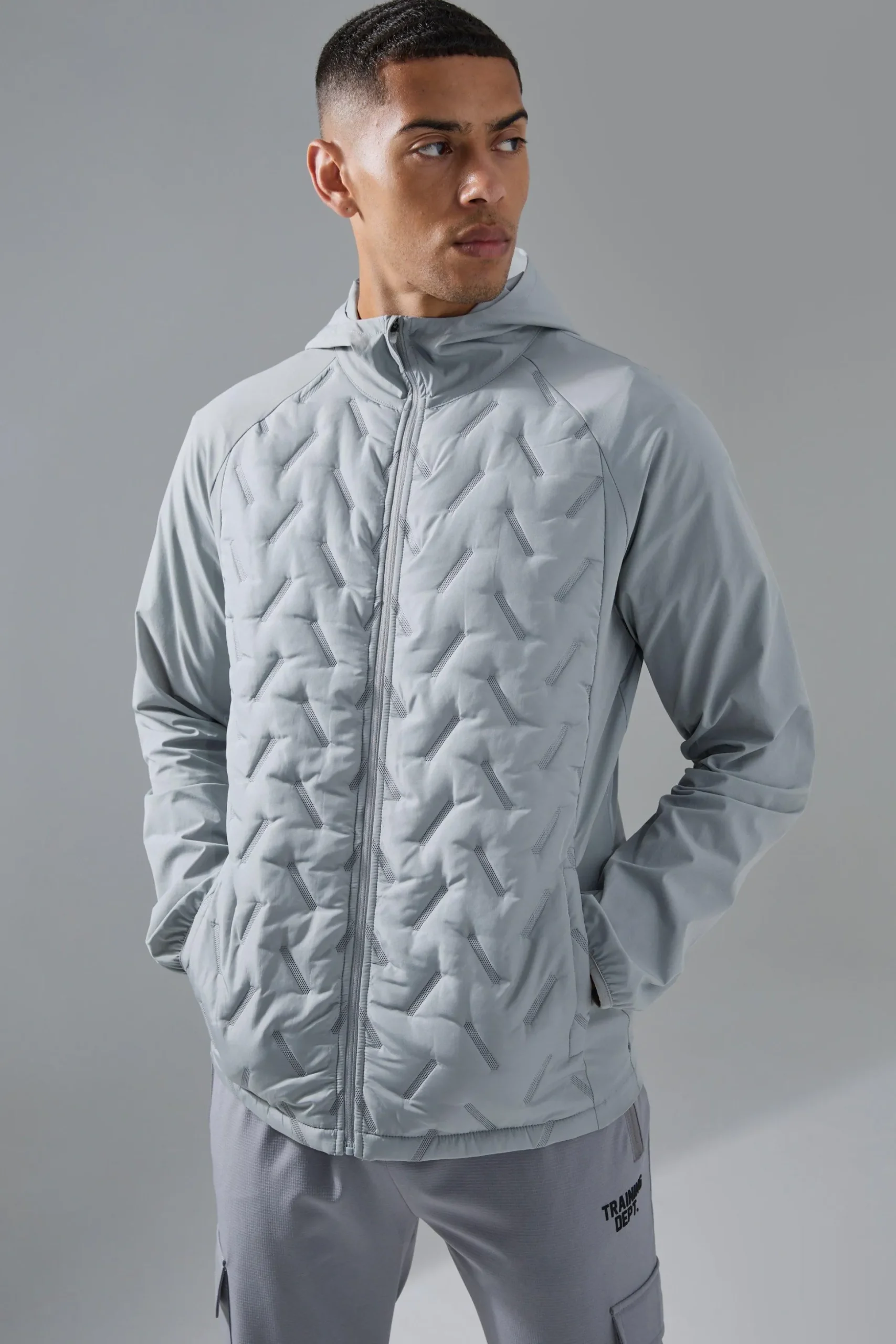 Man Active Quilted Hooded Jacket | BoohooMAN UK