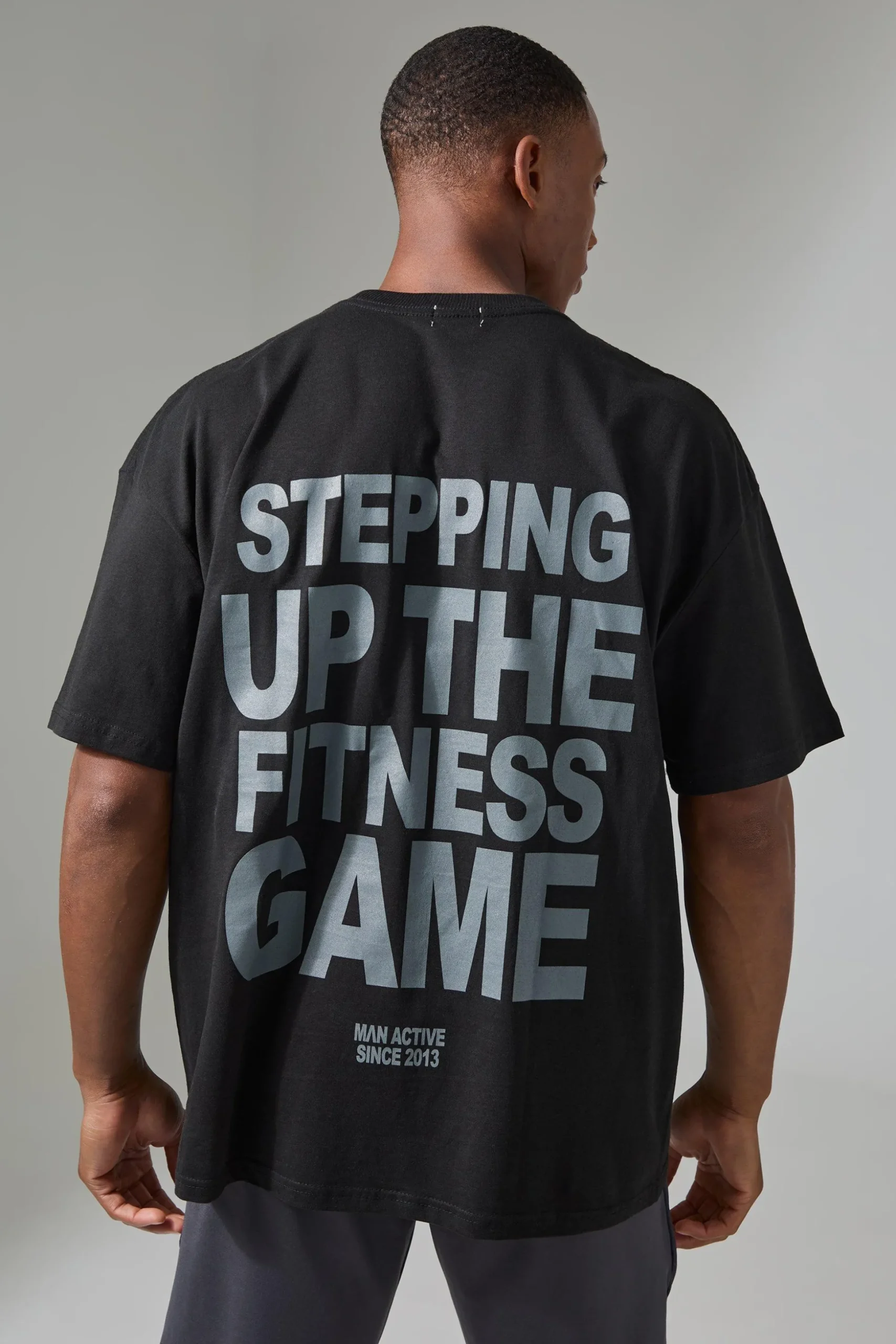 Man Active Stepping Up The Fitness Game Oversized T-shirt | BoohooMAN UK