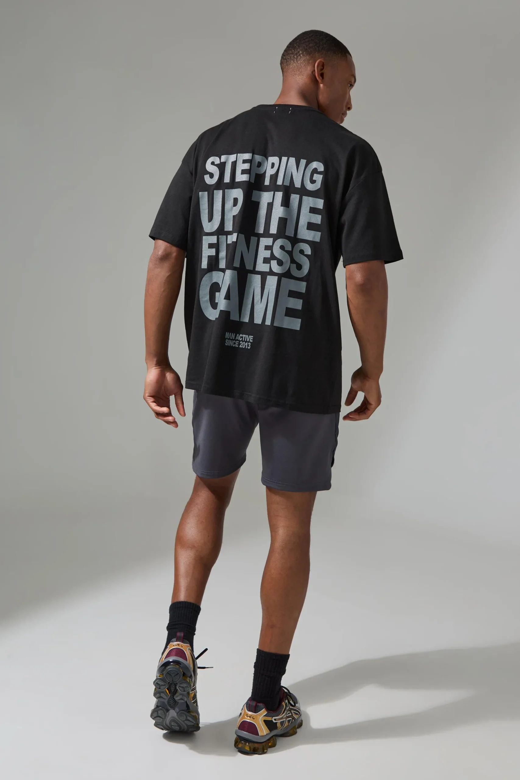 Man Active Stepping Up The Fitness Game Oversized T-shirt | BoohooMAN UK