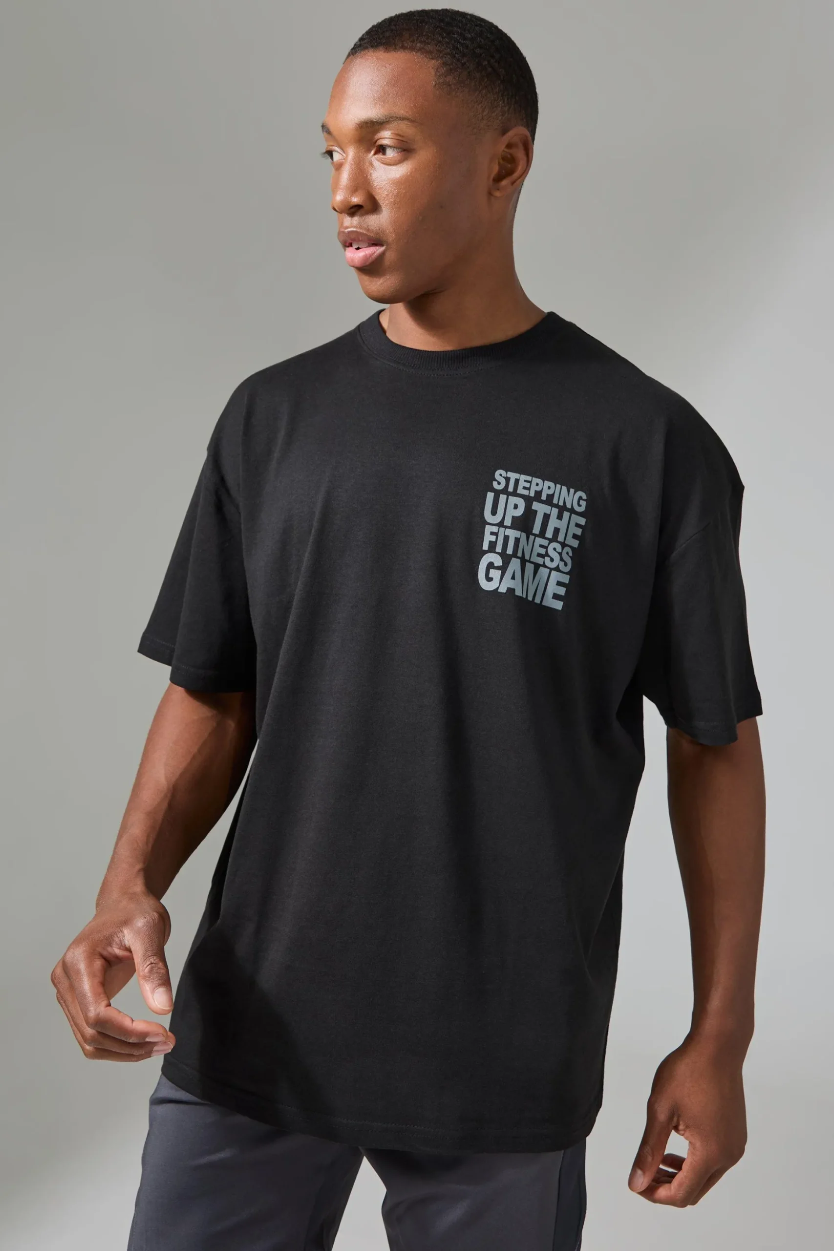 Man Active Stepping Up The Fitness Game Oversized T-shirt | BoohooMAN UK
