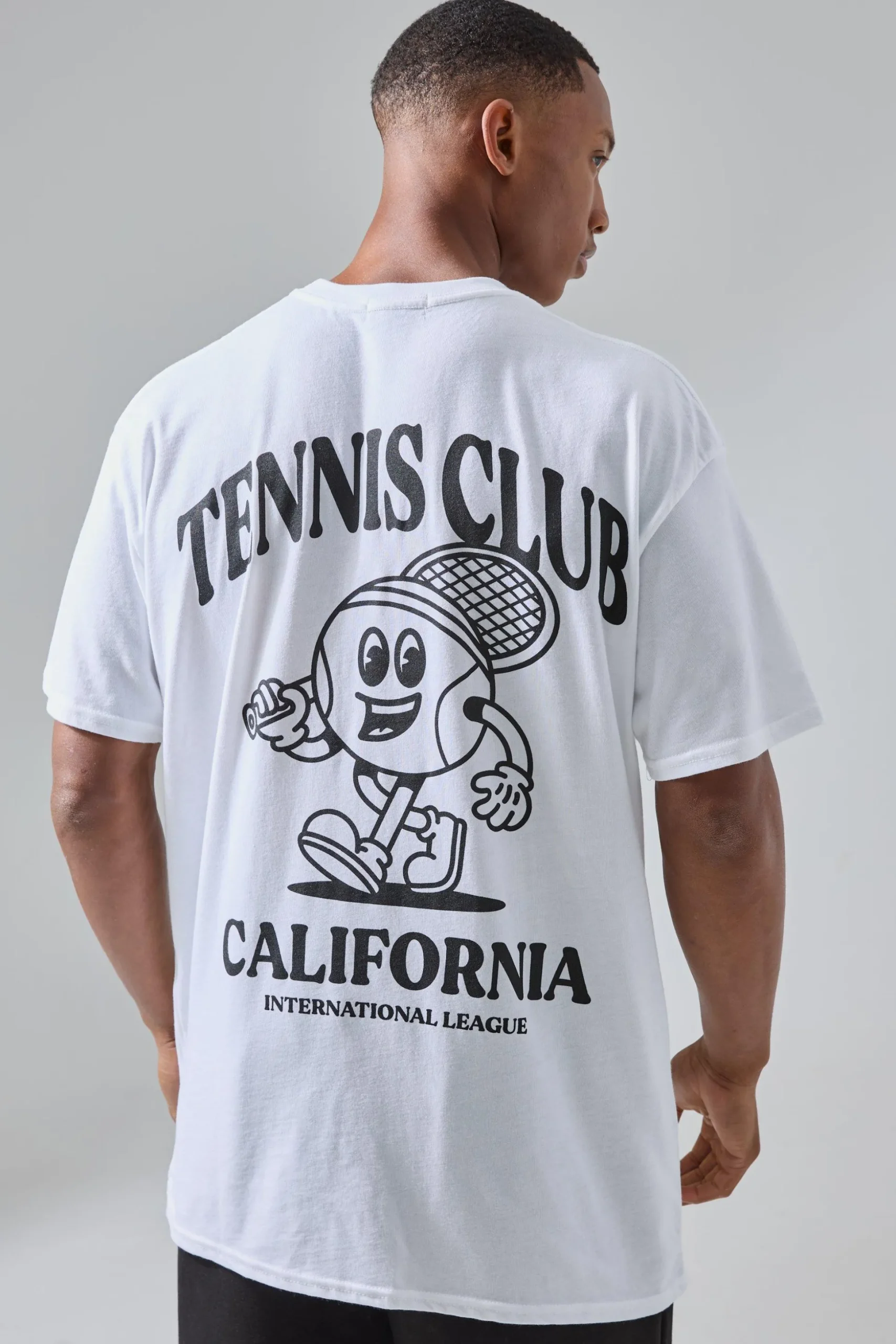 Man Active Tennis Club California Oversized Backprint T-shirt | BoohooMAN UK