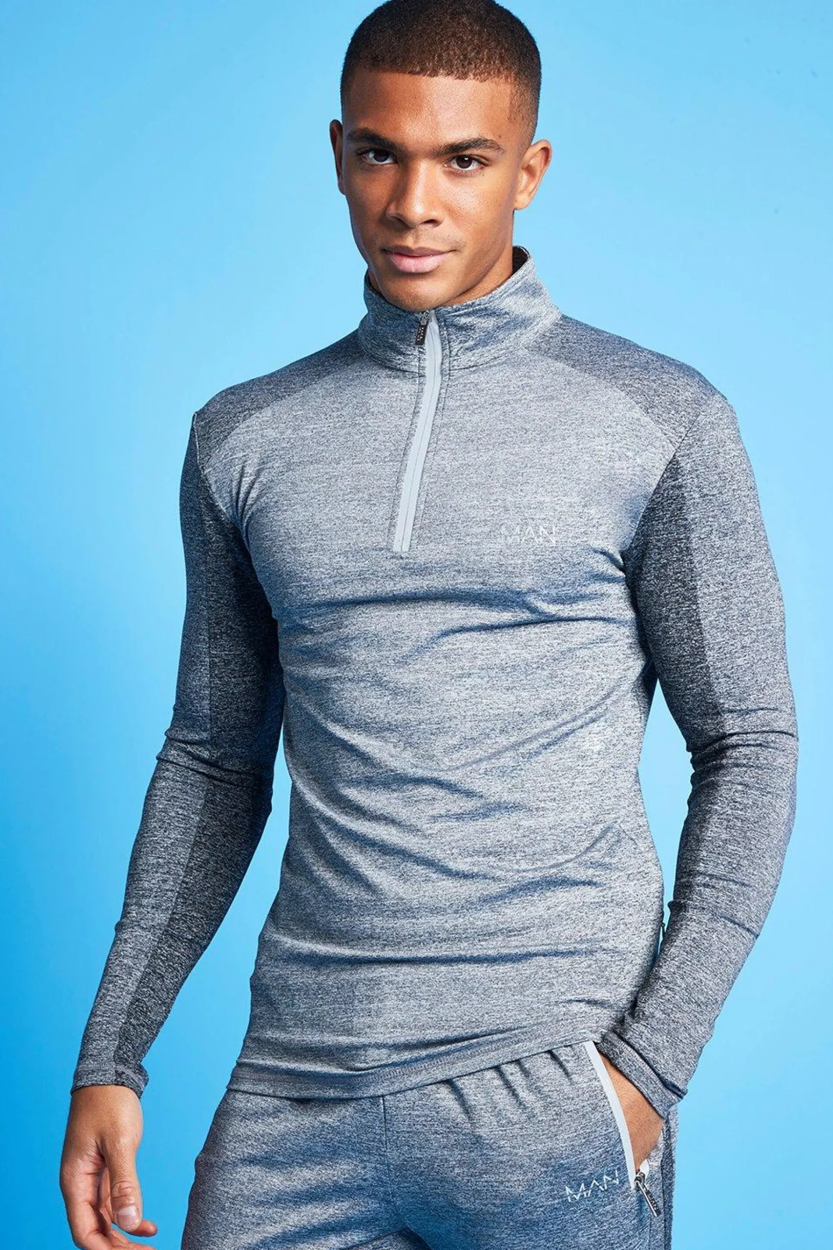 Man Active Tonal 1/4 Zip Tracksuit | BoohooMAN UK