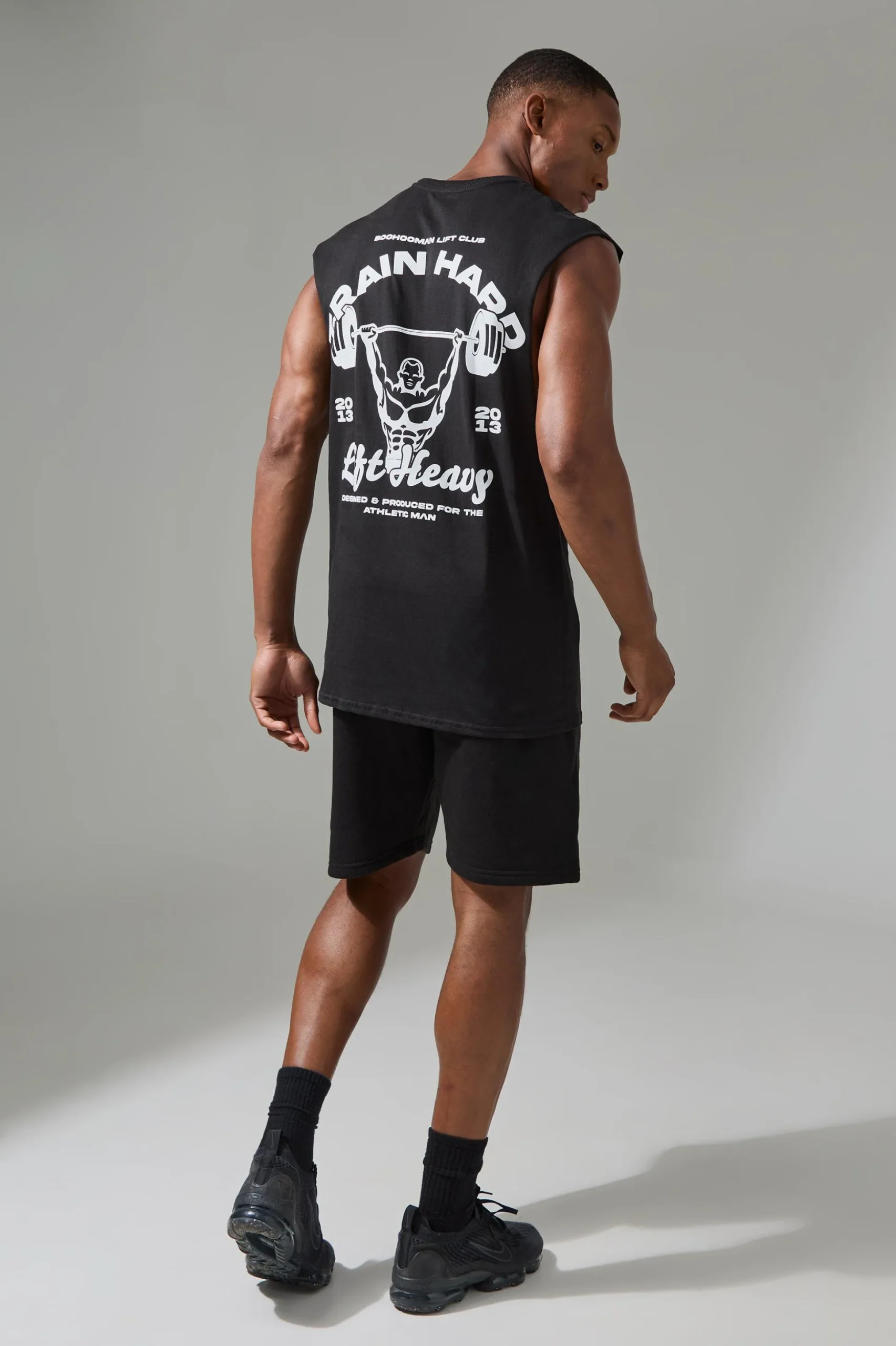 Man Active Train Hard Lift Heavy Regular Fit Tank | BoohooMAN UK