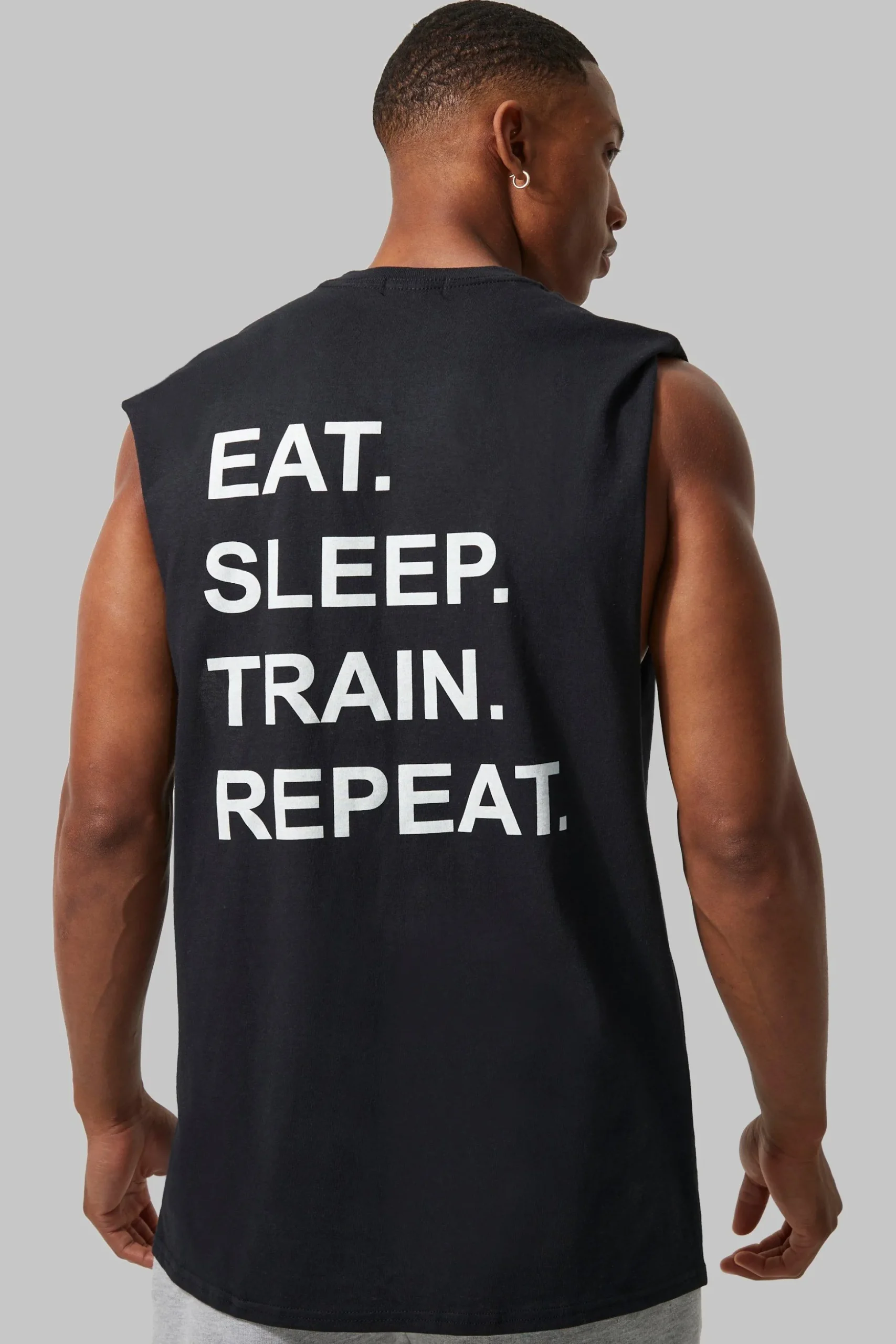 Man Active Train Repeat Regular Fit Tank | BoohooMAN UK