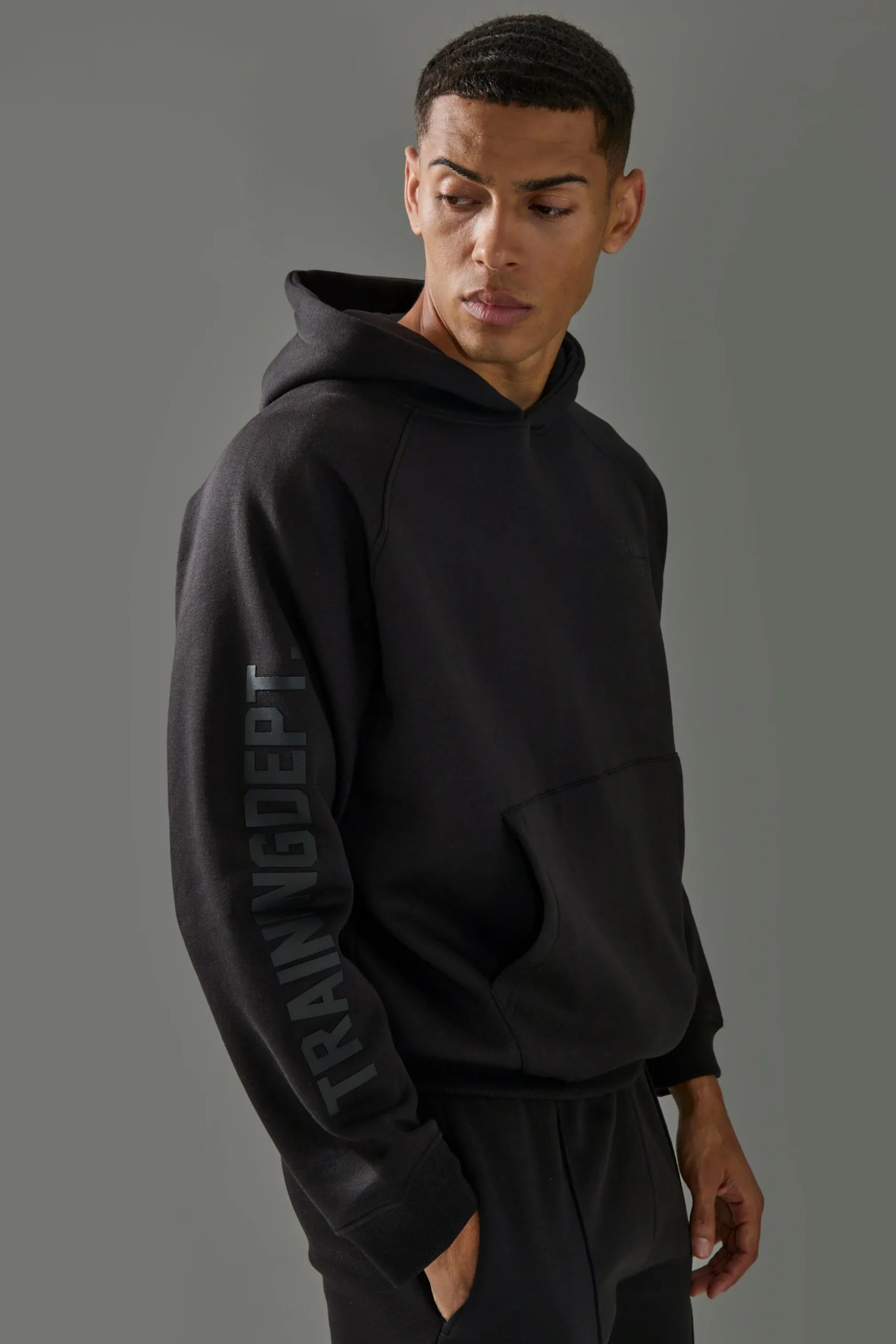 Man Active Training Dept Boxy Hoodie & Slim Jogger Tracksuit | BoohooMAN UK